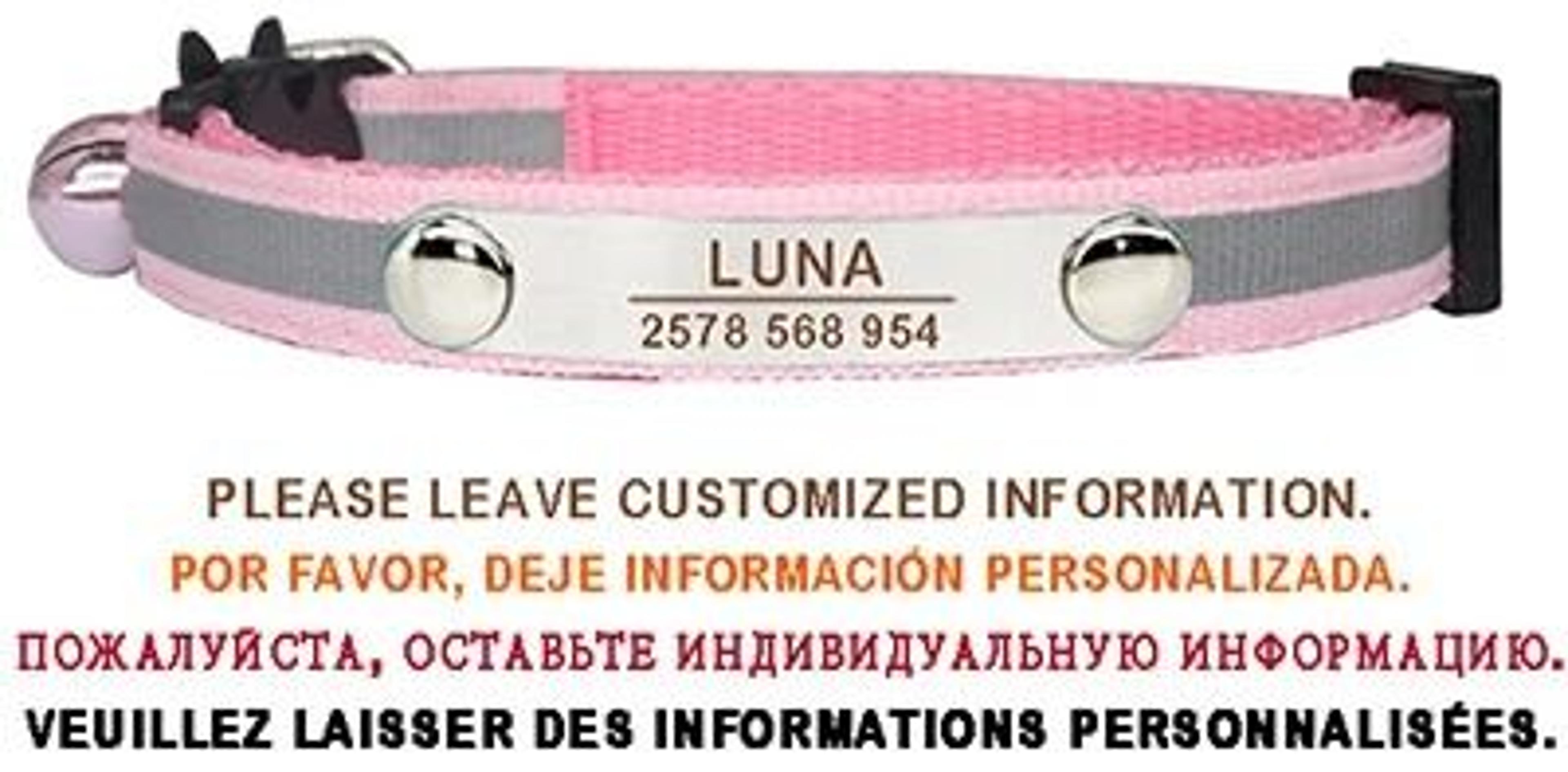 Personalized Reflective Cat Collar With Engraved ID Tag And Safety Breakaway Buckle 13
