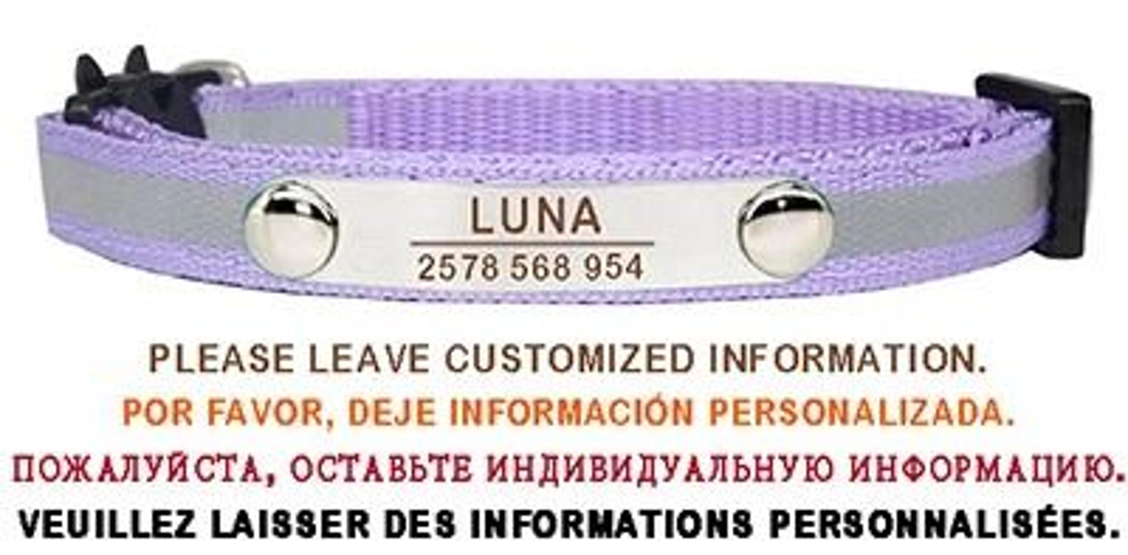 Personalized Reflective Cat Collar With Engraved ID Tag And Safety Breakaway Buckle 14