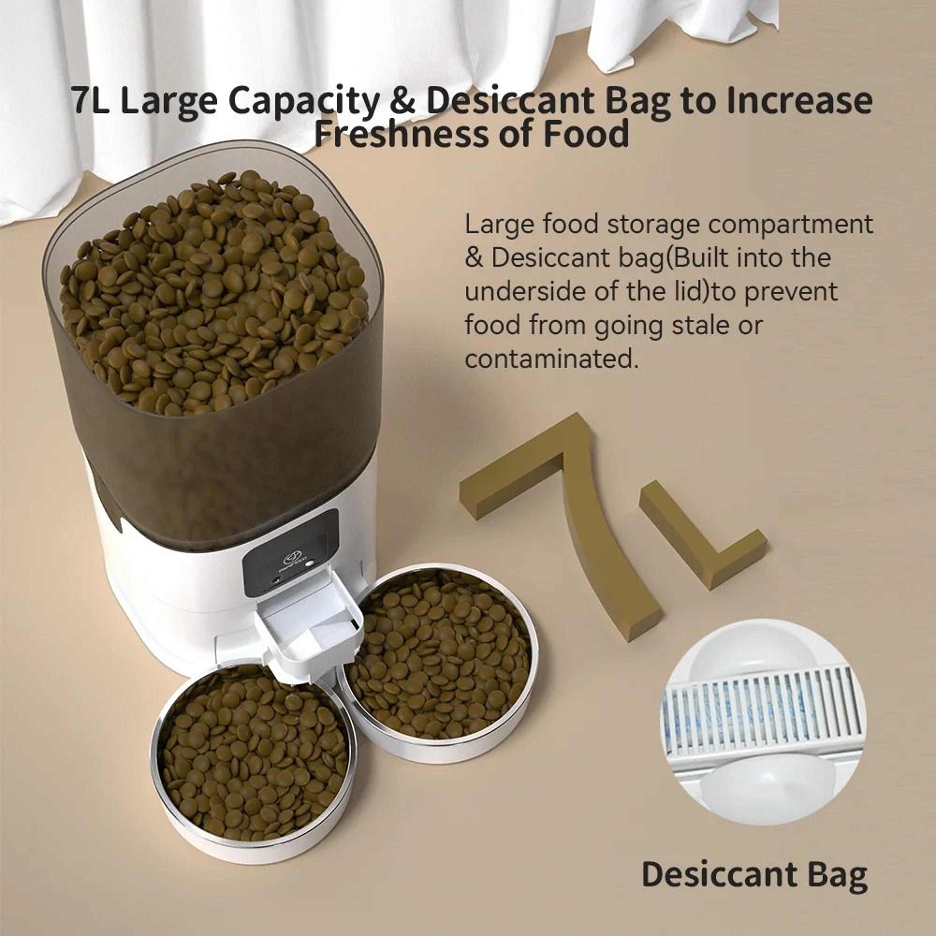 Smart WiFi Automatic Pet Feeder With Camera  Dual Stainless Steel Bowls 5