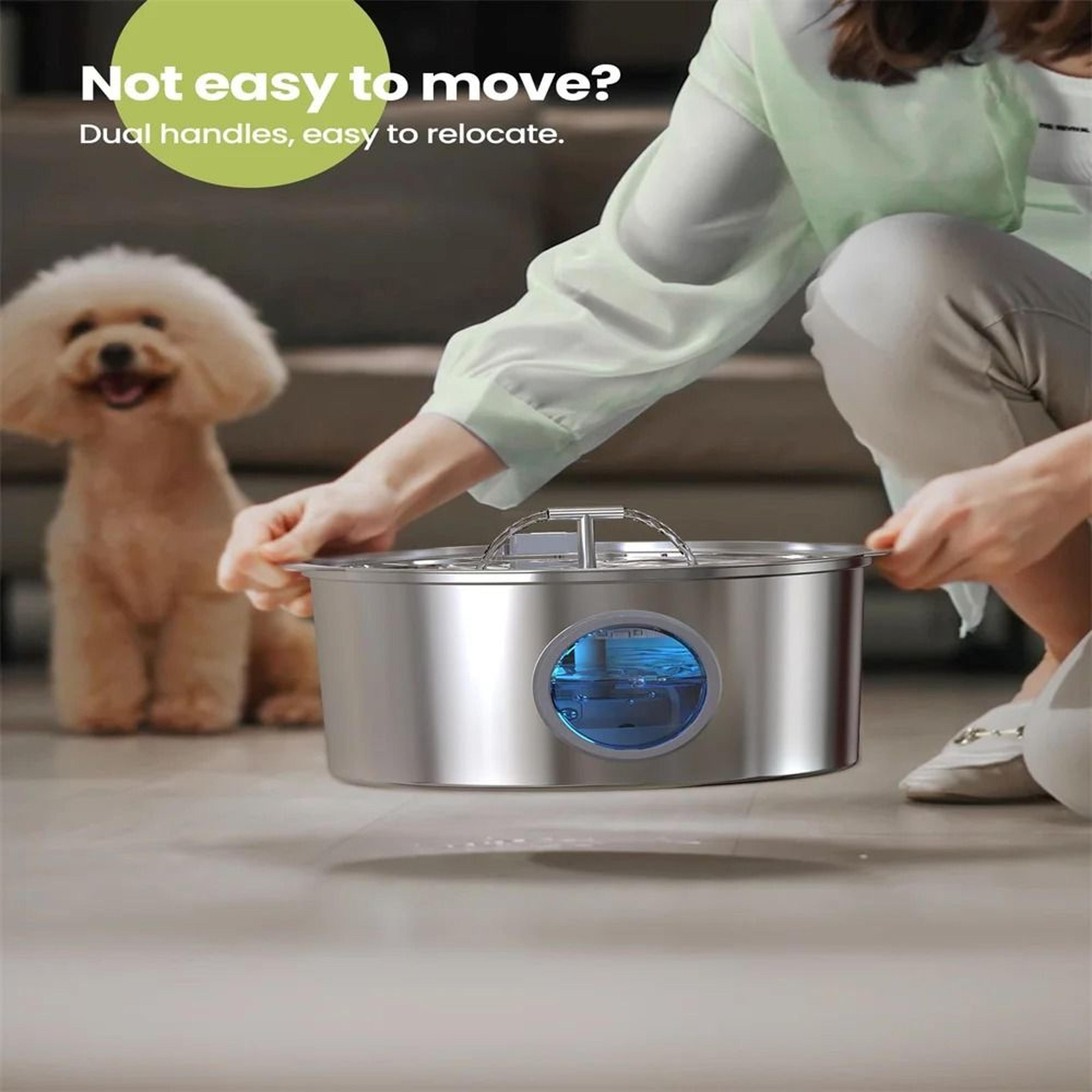 7L Stainless Steel Pet Water Fountain With Water Level Window  Silent Pump 3