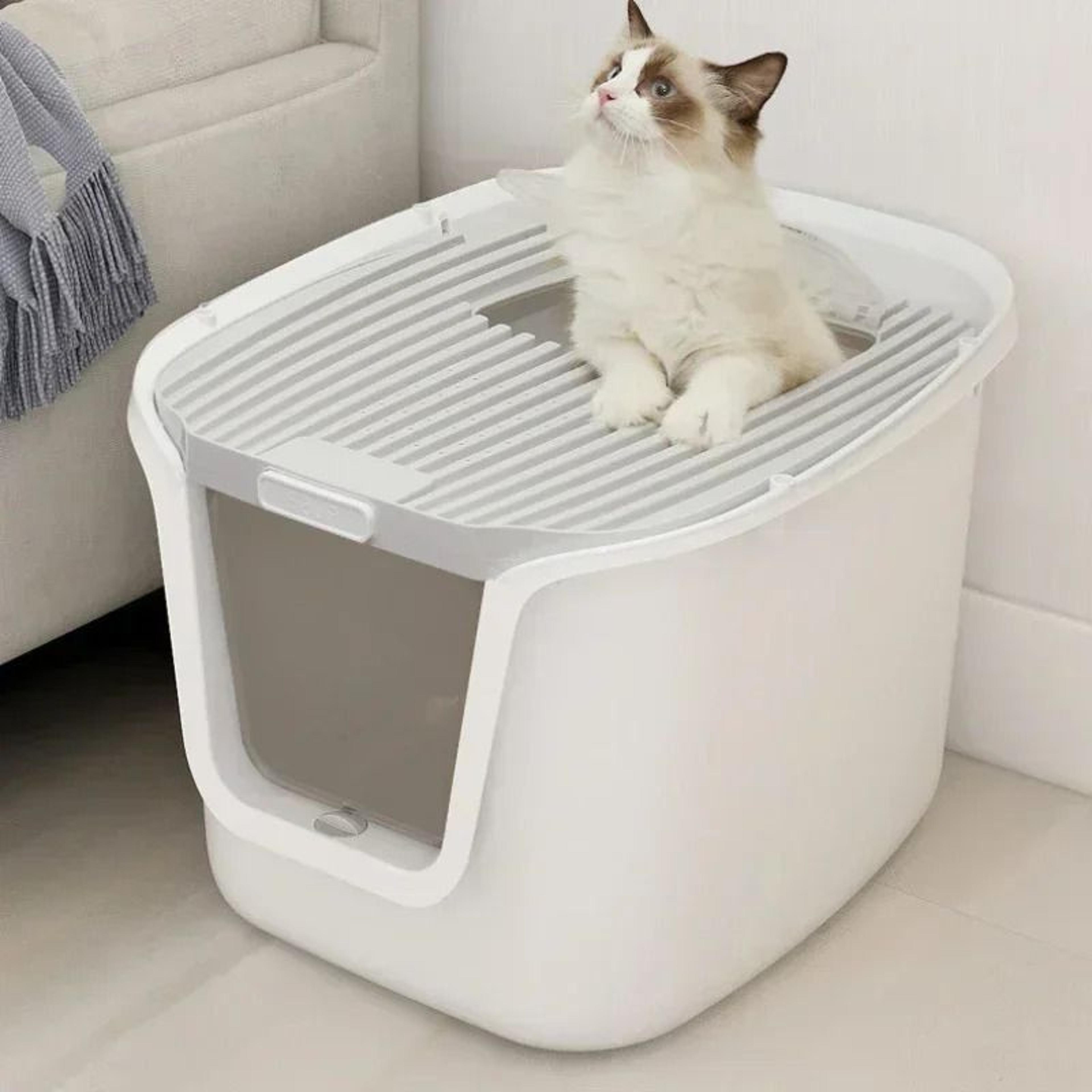 Extra Large Covered Cat Litter Box With MultiDirectional Entry  LiftUp Lid 2