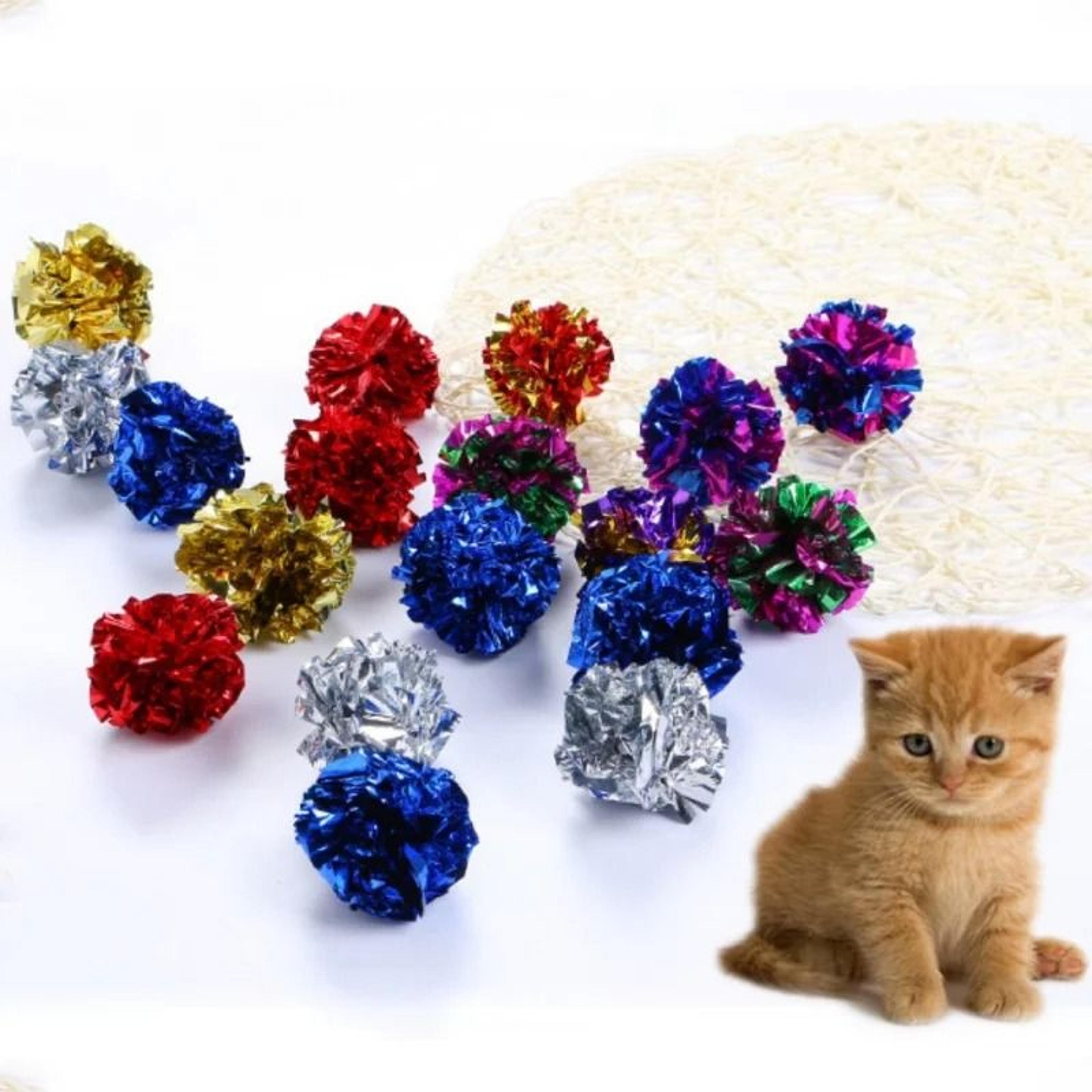 12PCS Colorful Crinkle Foil Cat Balls  Interactive Mylar Sound Toys For Cats  Kittens 2