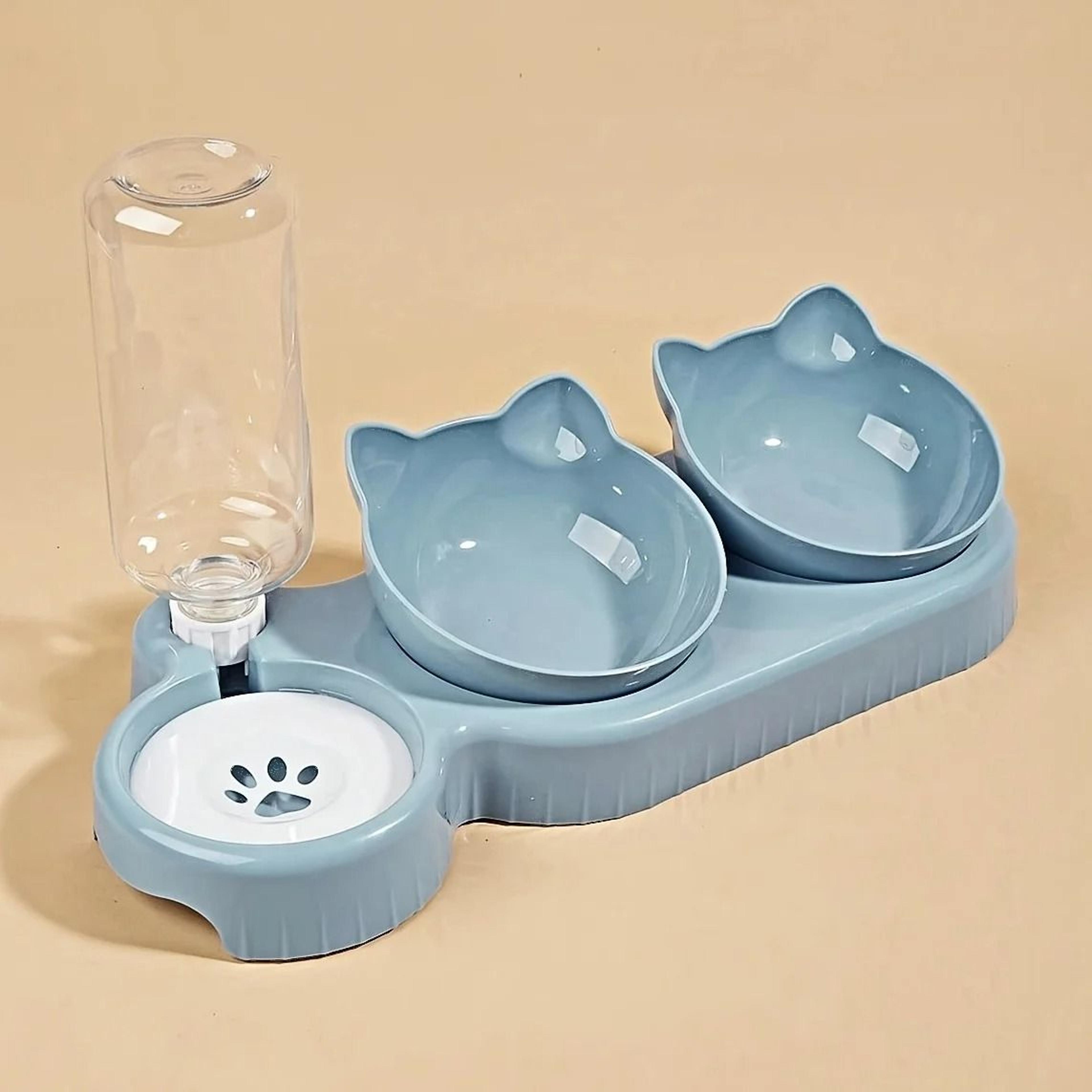 3in1 Elevated Cat Feeding Station With Gravity Water Dispenser And Tilted Dual Bowls 9