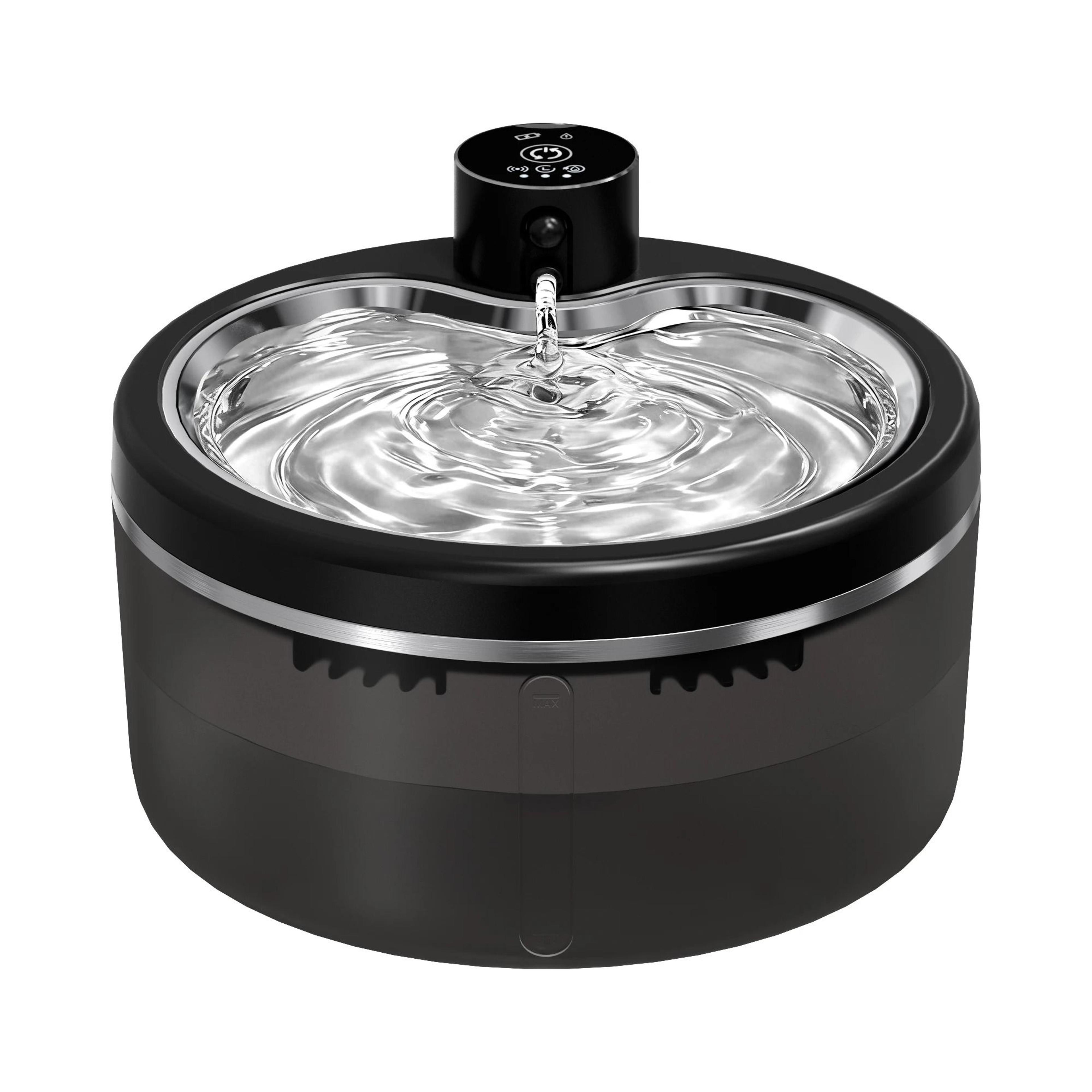 Wireless Smart Cat Water Fountain With Stainless Steel Tray Motion Sensor  4000mAh Battery 7