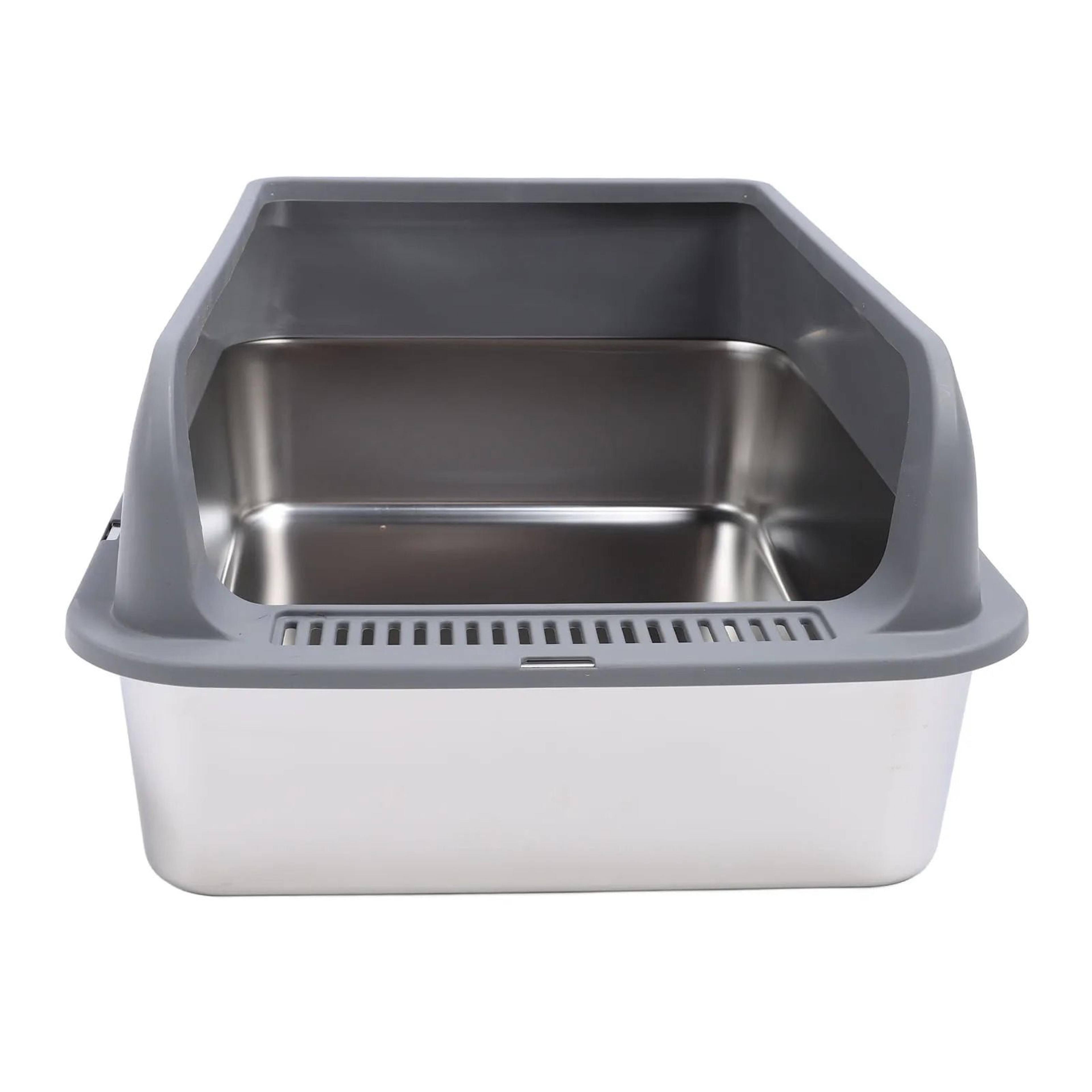 Stainless Steel Cat Litter Box With Lid For Large Cats  Semi Enclosed Anti Splash High Sided Odor C 3