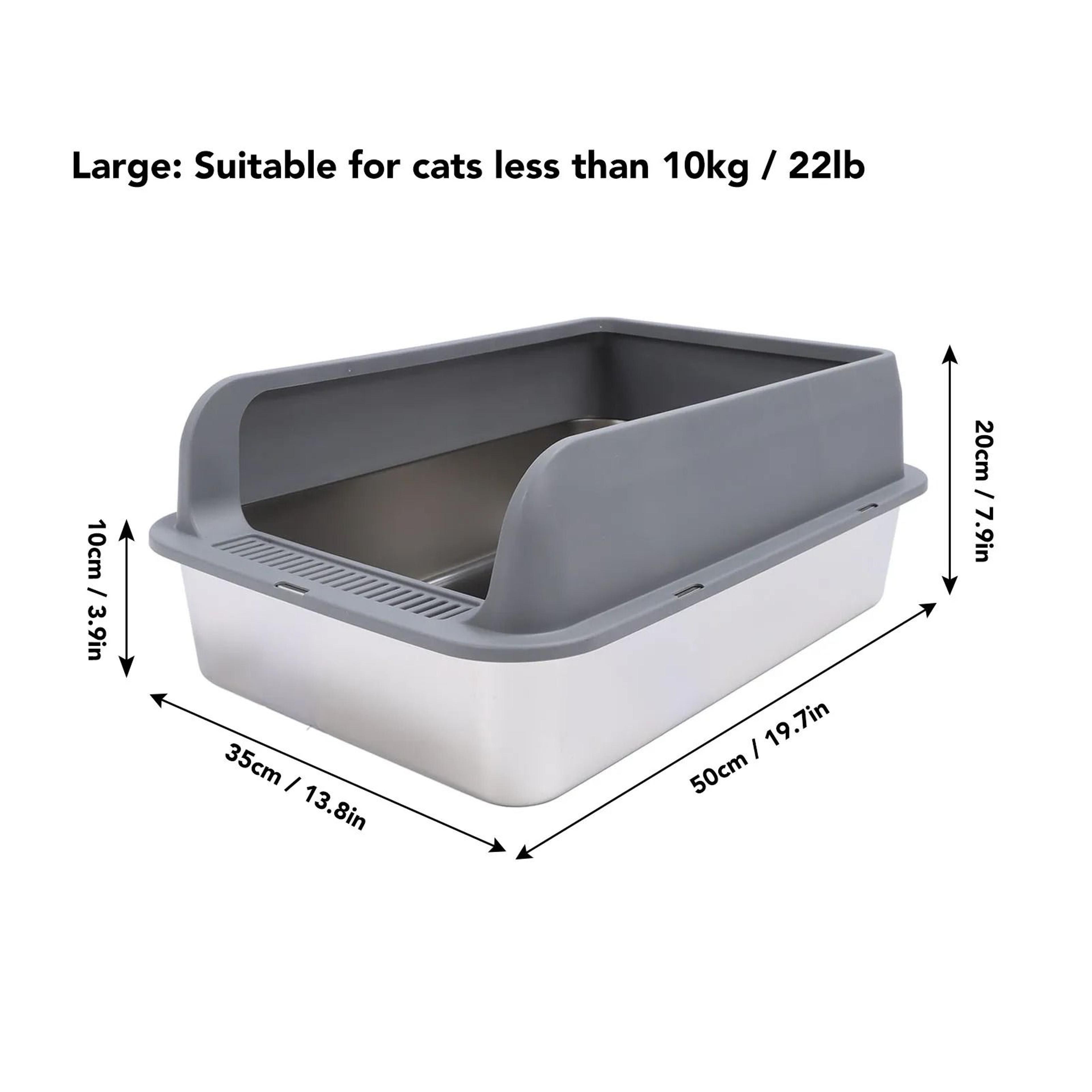 Stainless Steel Cat Litter Box With Lid For Large Cats  Semi Enclosed Anti Splash High Sided Odor C 8