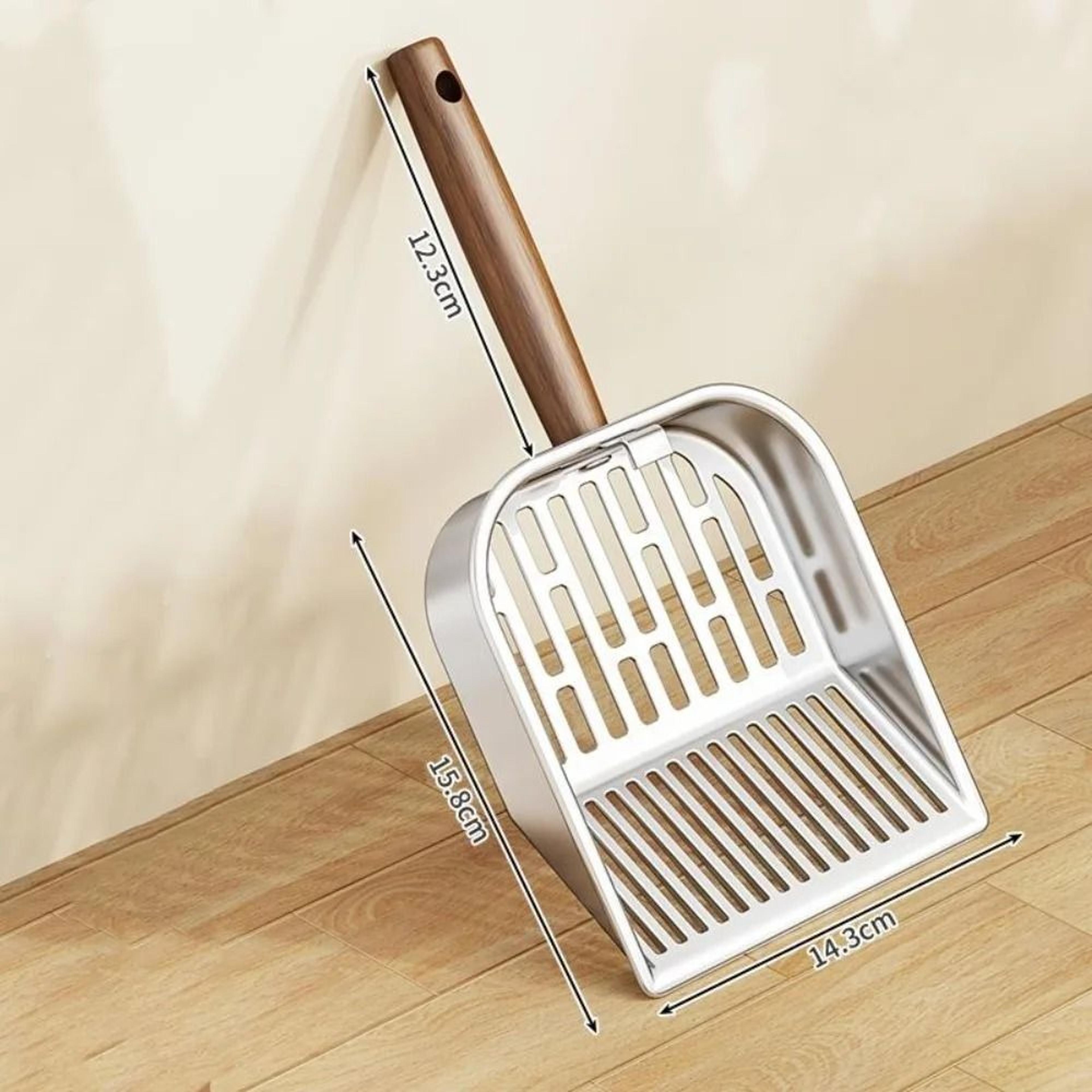 Premium Stainless Steel Cat Litter Scoop With Wooden Handle For Fast  Easy Cleanup 6