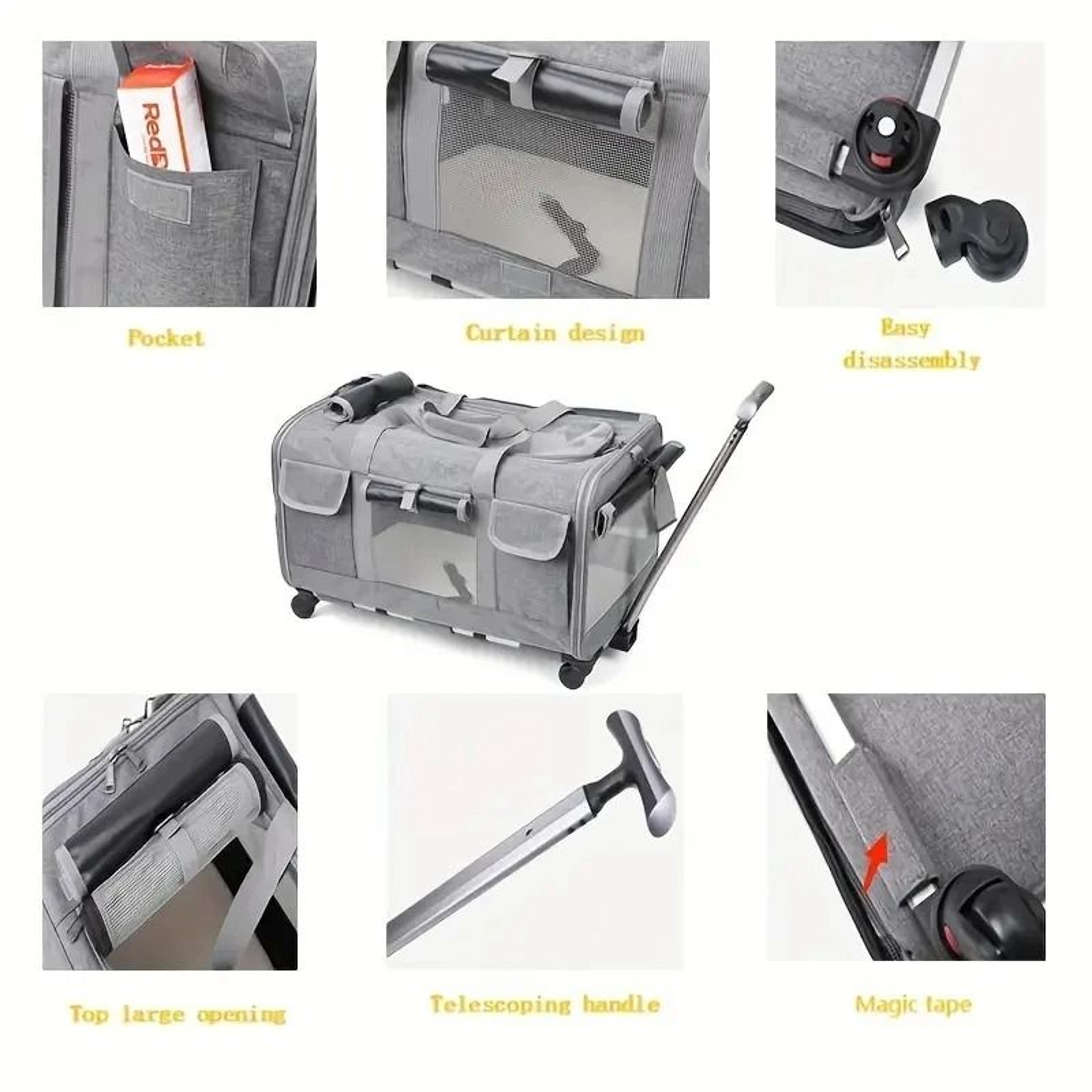WanderRoll XL Pet Trolley Carrier  Foldable Travel Bag With Detachable Wheeled Cart 3