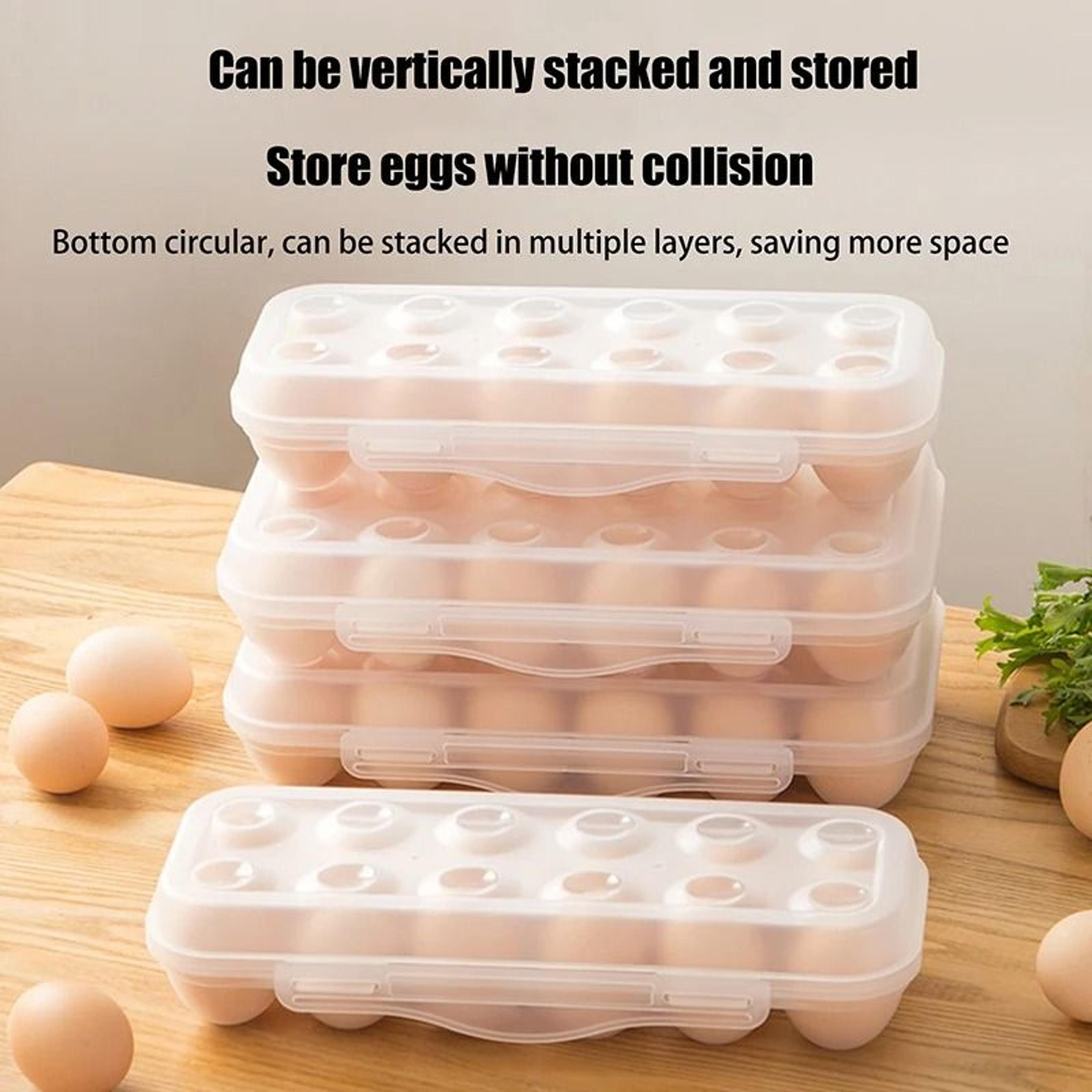 12/18 grid stackable egg storage box with lid for refrigerator organization