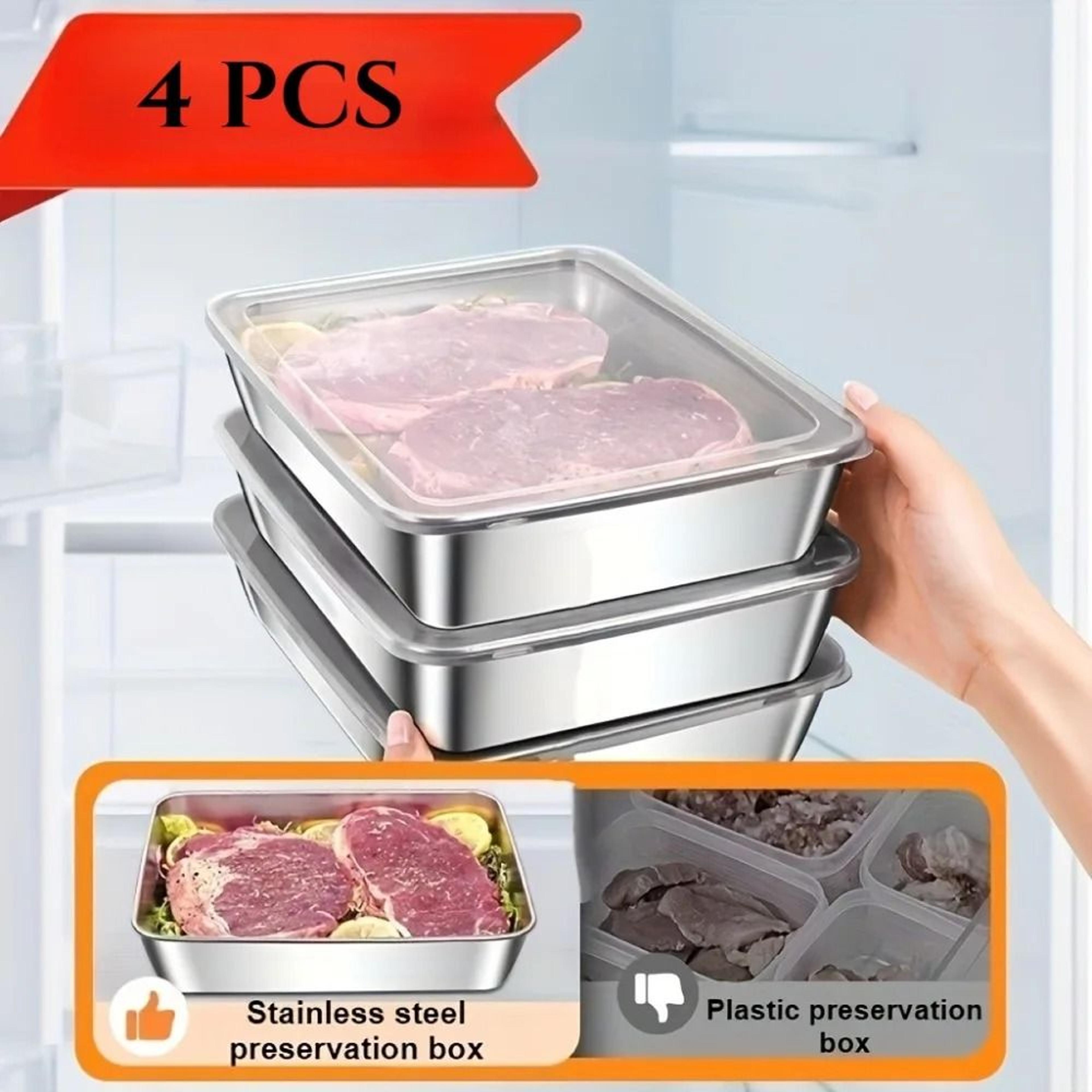 4Piece Stainless Steel Baking Pan Set With Lids  NonStick Rectangular Roasting Dishes For Baking Ro 3