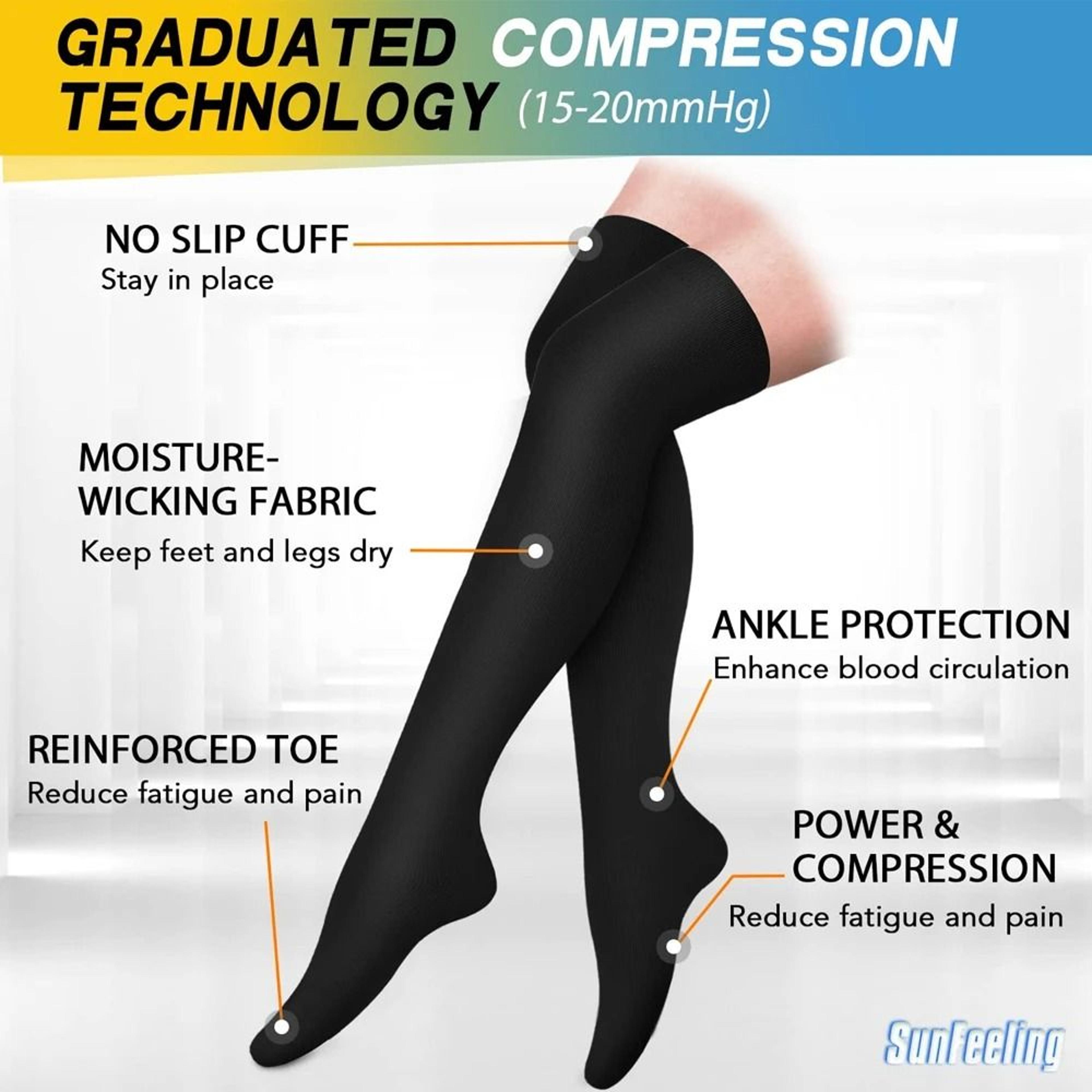 Thigh High Compression Stockings With Silicone Grip 20 To 30 MmHg 4