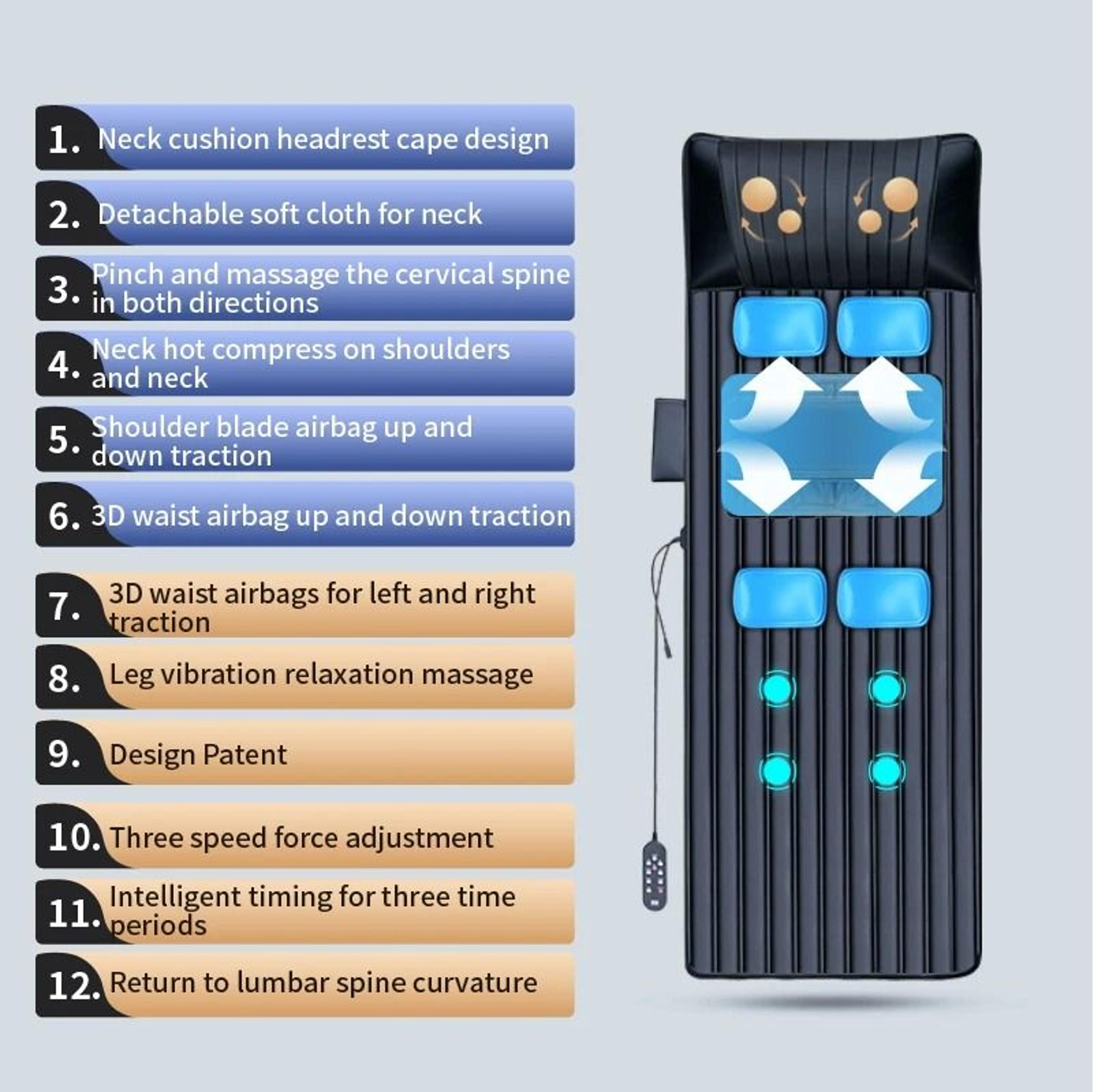 Full Body Massage Mat With Heat Airbags And Lumbar Traction 11