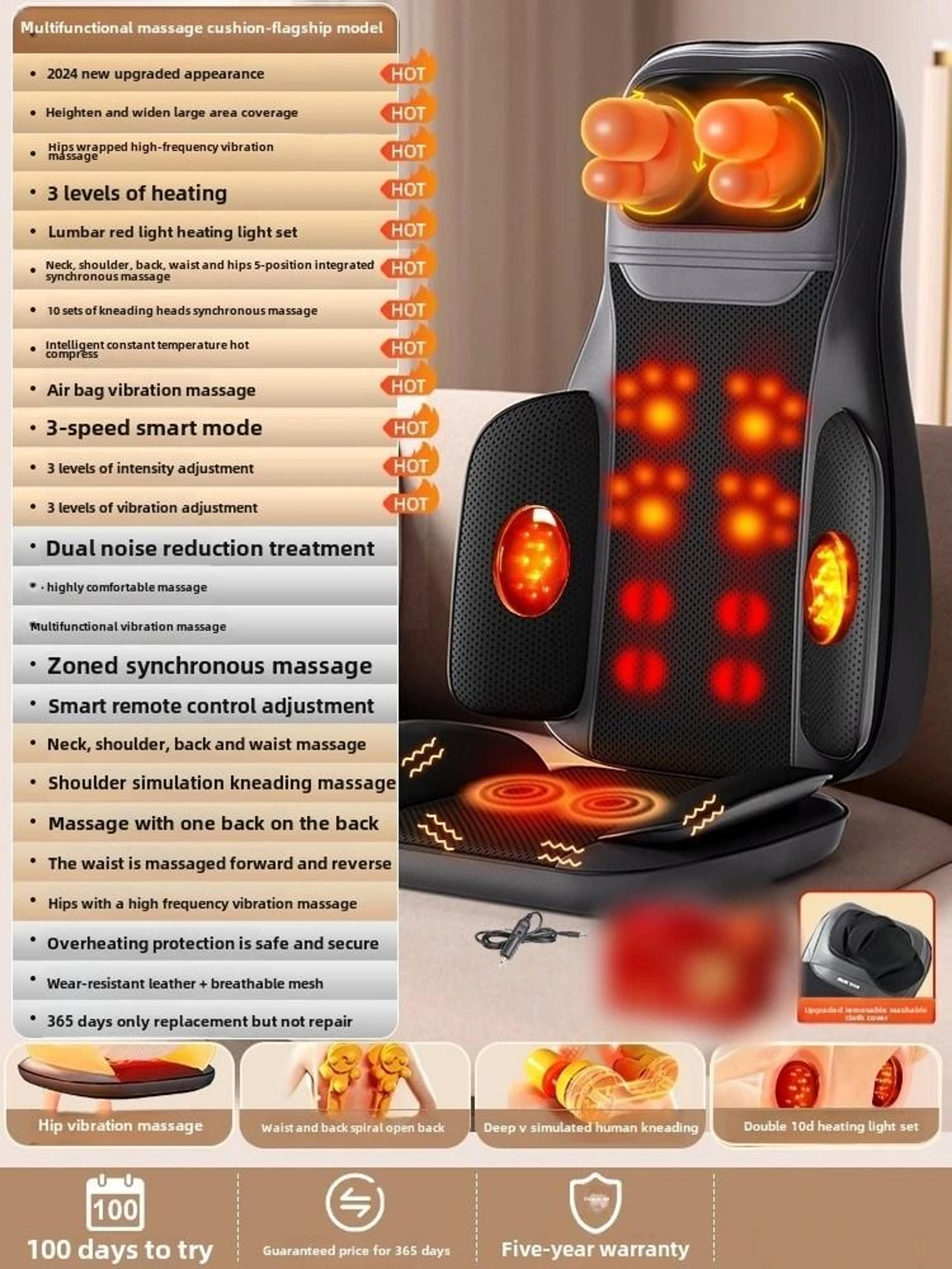 Full Body Massage Seat Cushion With Heat Vibration And Kneading 6