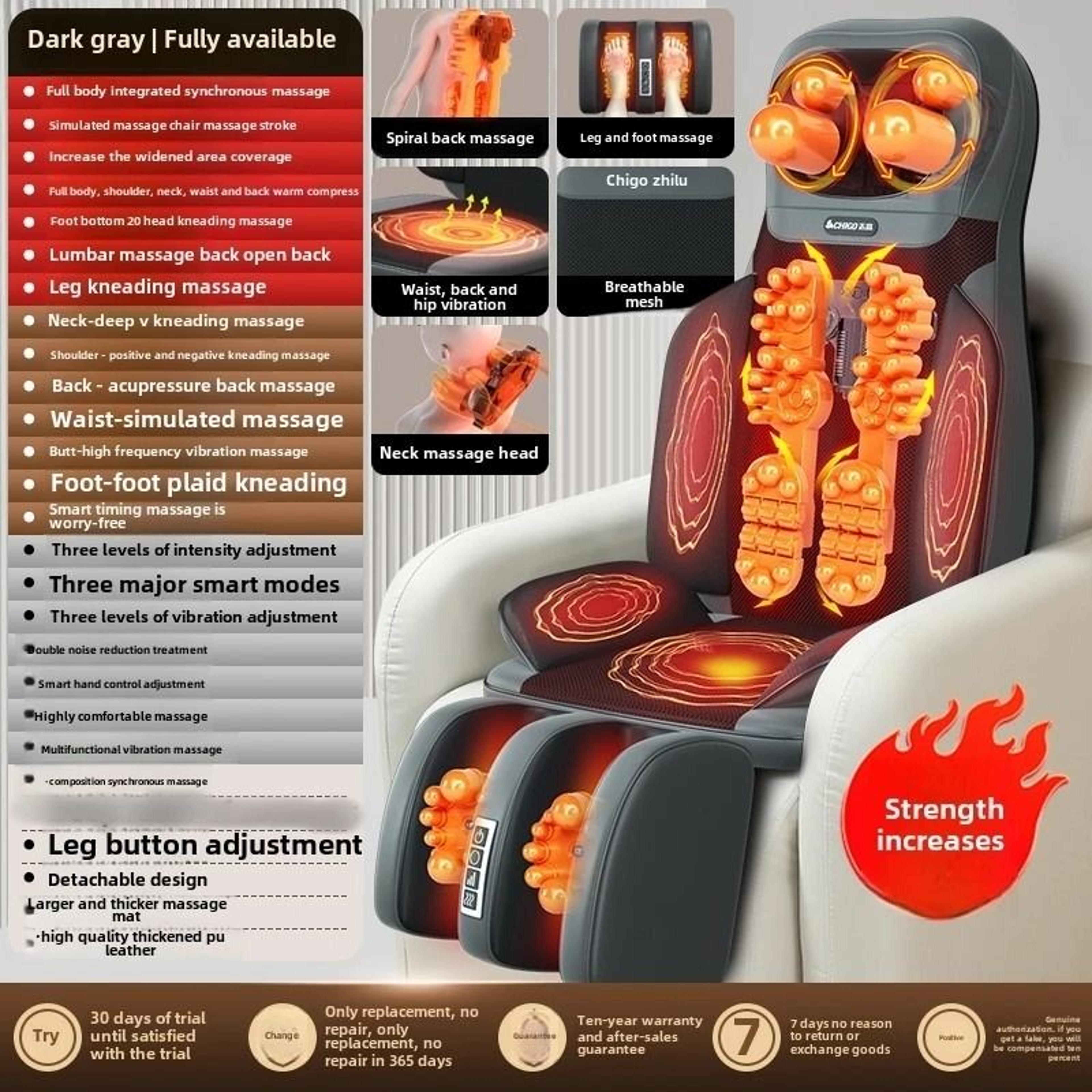 5 In 1 Folding Full Body Massage Chair With Neck And Back Rollers 7
