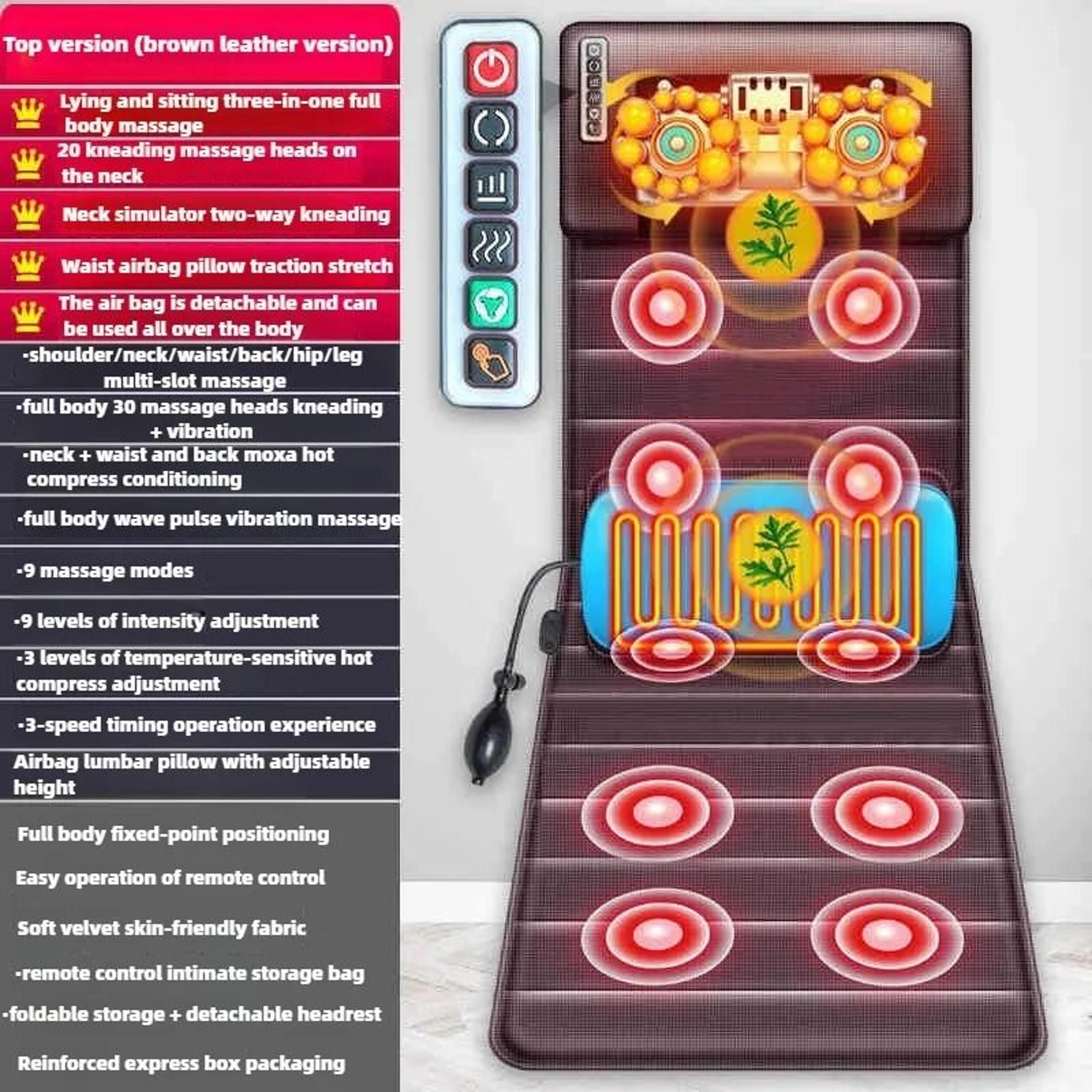 Heated Full Body Massage Mattress With Airbag Lumbar Support And Neck Massager 9
