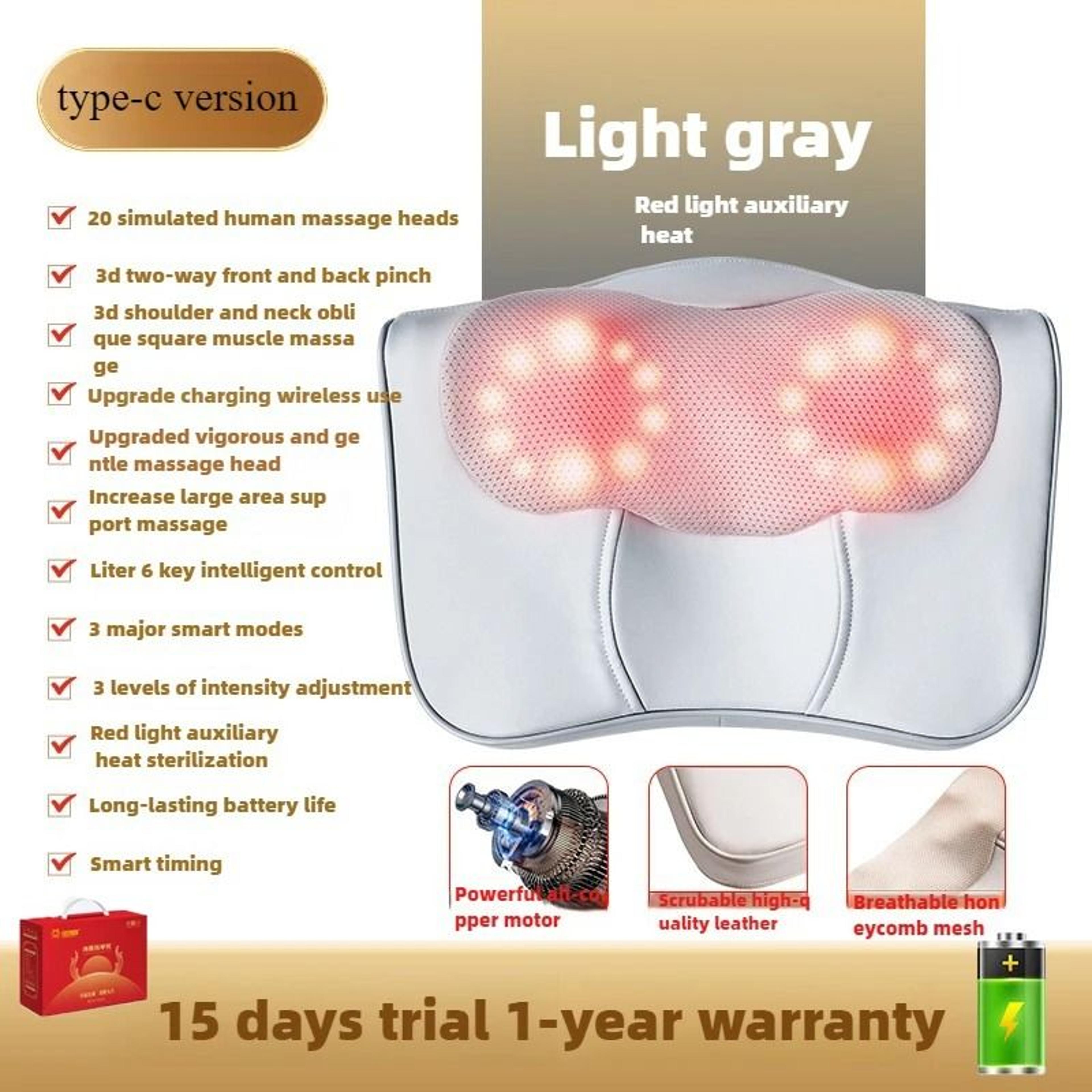 Heated Shiatsu Neck Massage Pillow With Airbag Stretching 10