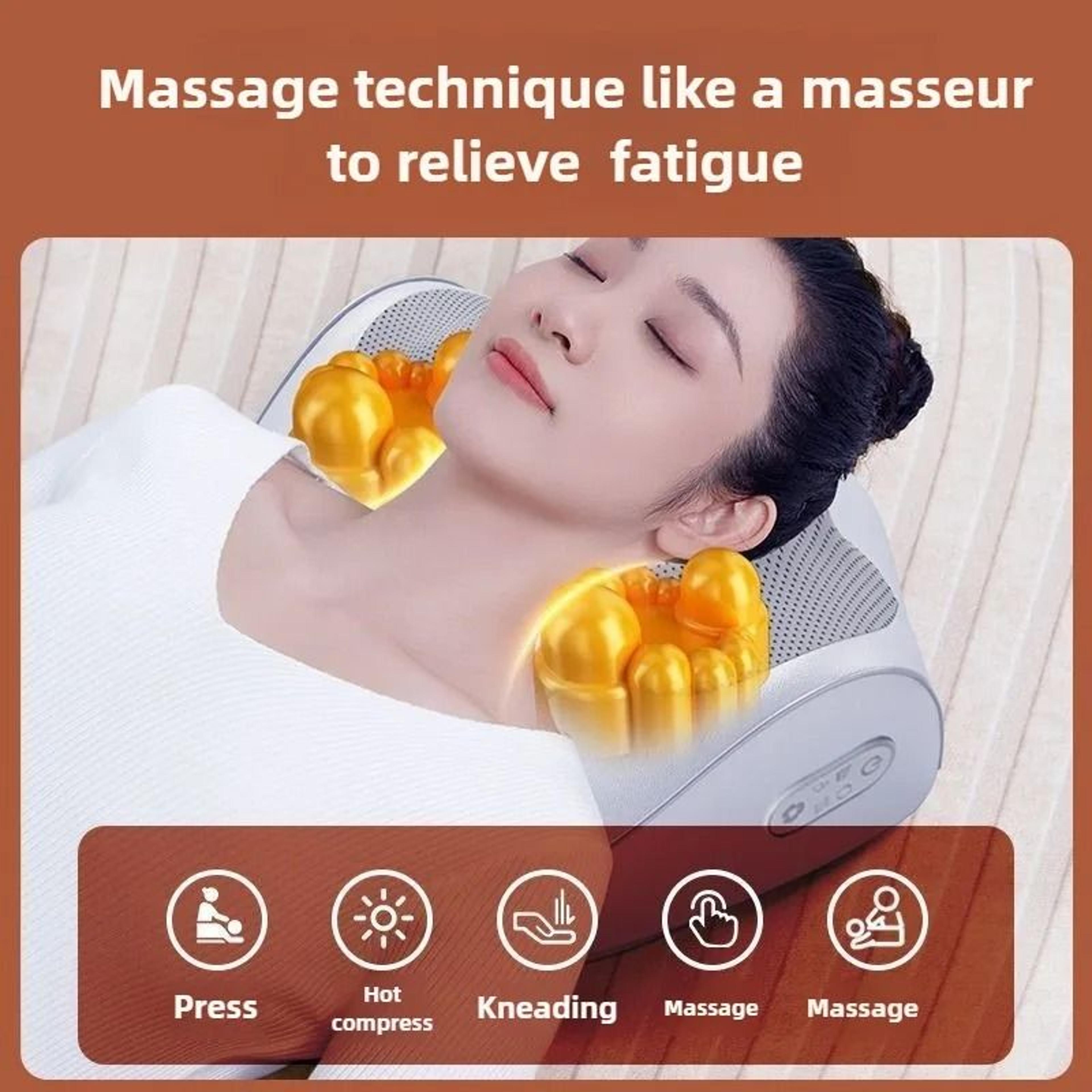 Heated Shiatsu Neck Massage Pillow With Airbag Stretching 3
