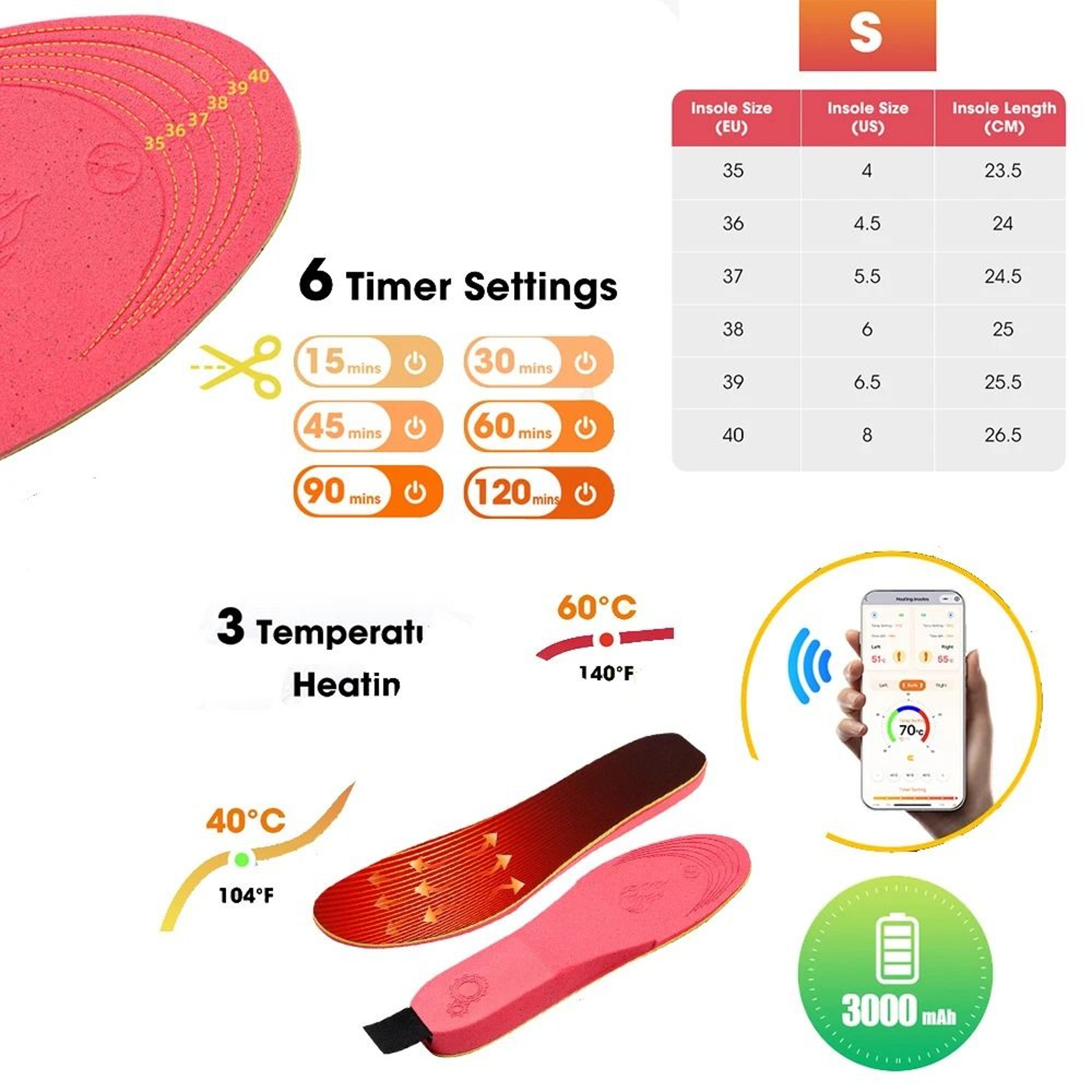 Smart App Controlled Heated Insoles With Remote Temperature Control 8