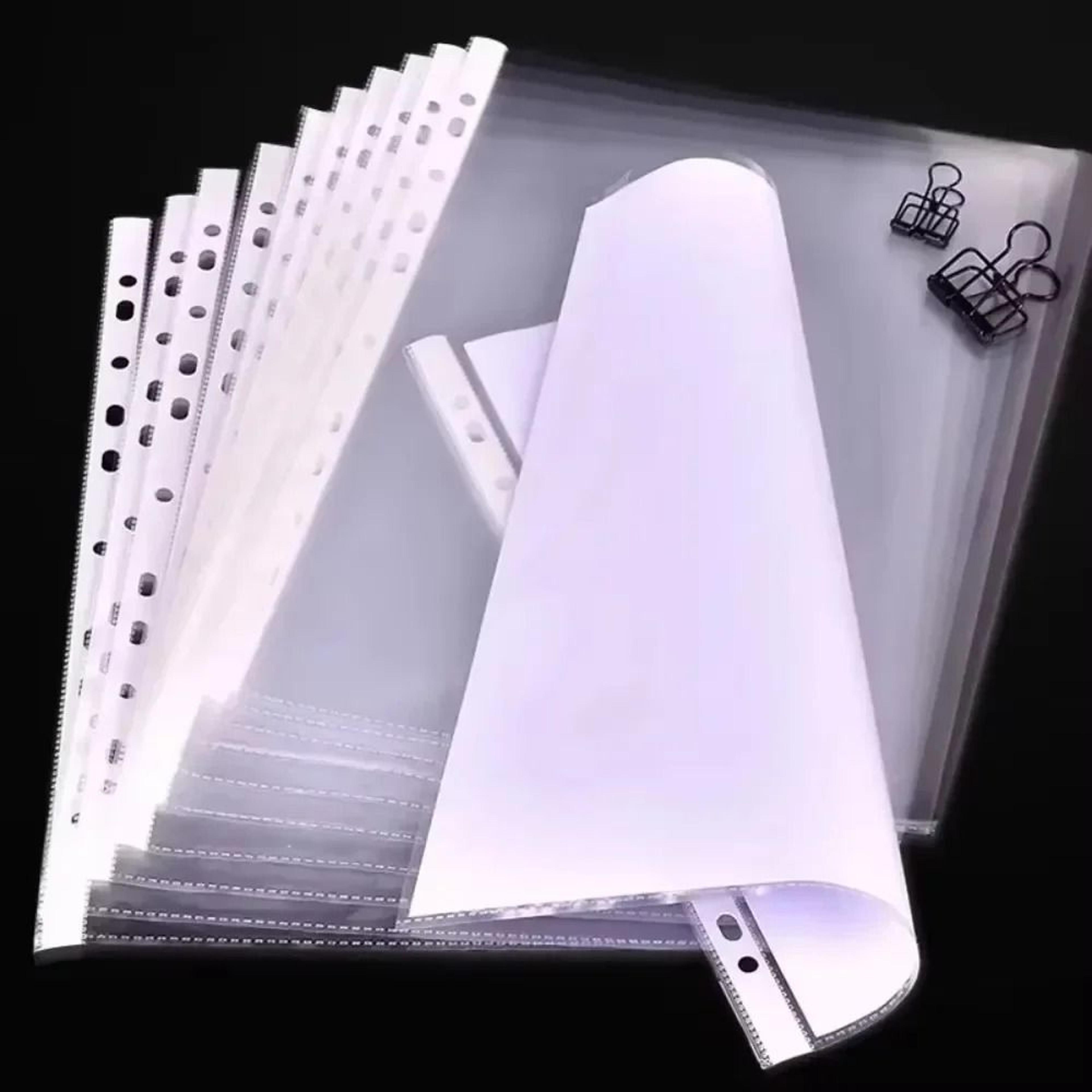 100 Pack A4 Clear 11 Hole Sheet Protectors Thick Plastic Document Sleeves 3