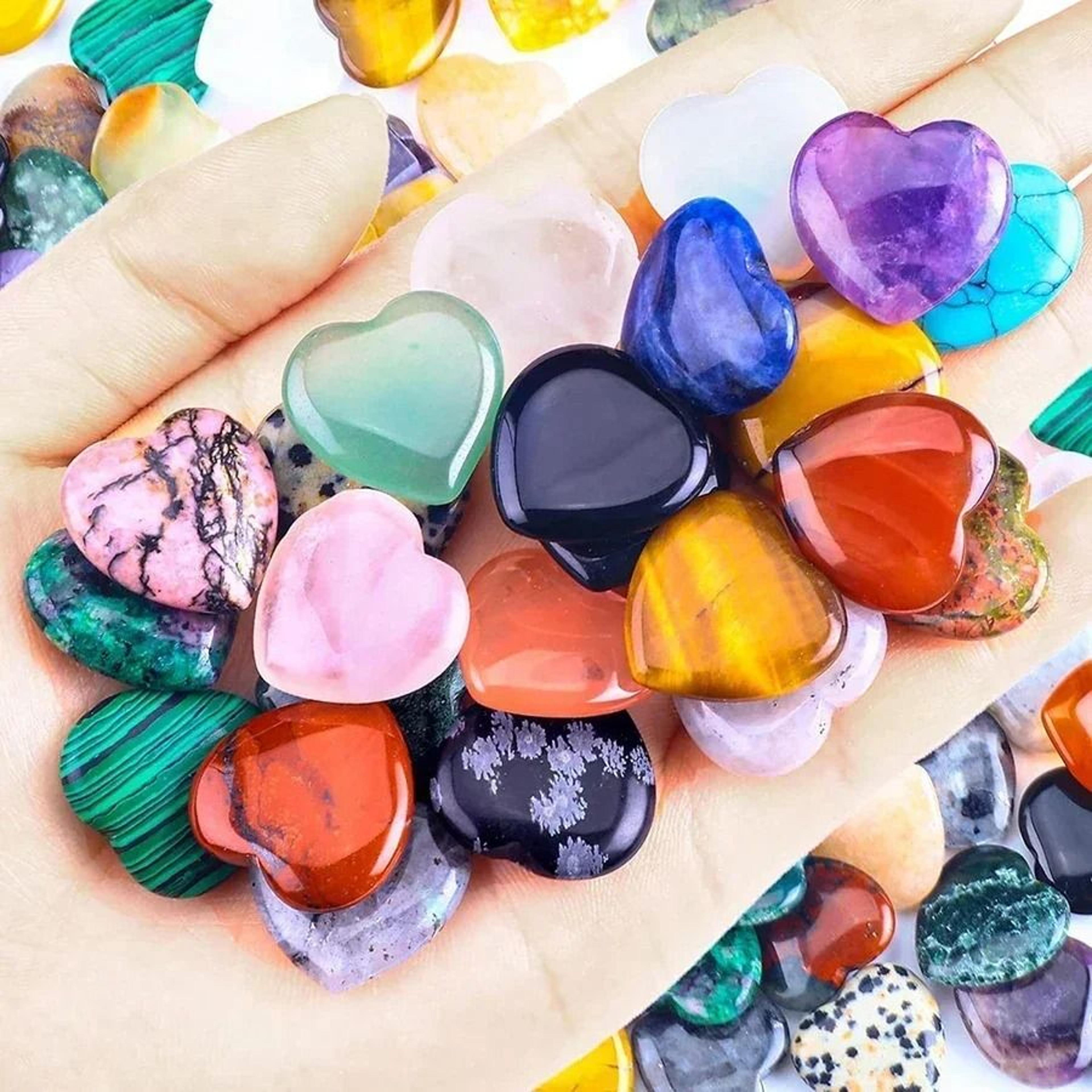 Heart Shaped Natural Crystal Stone Decoration Set 1
