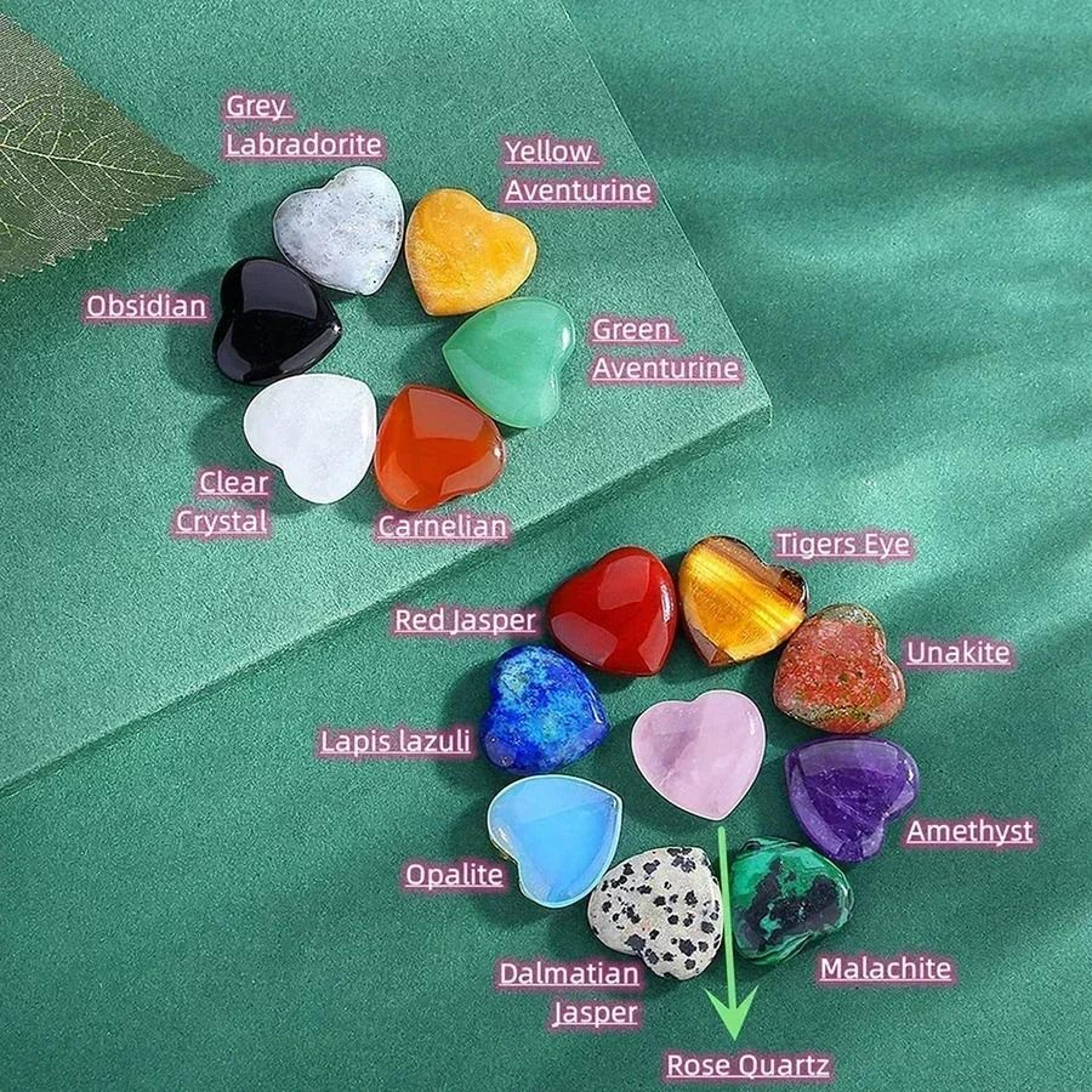 Heart Shaped Natural Crystal Stone Decoration Set 4