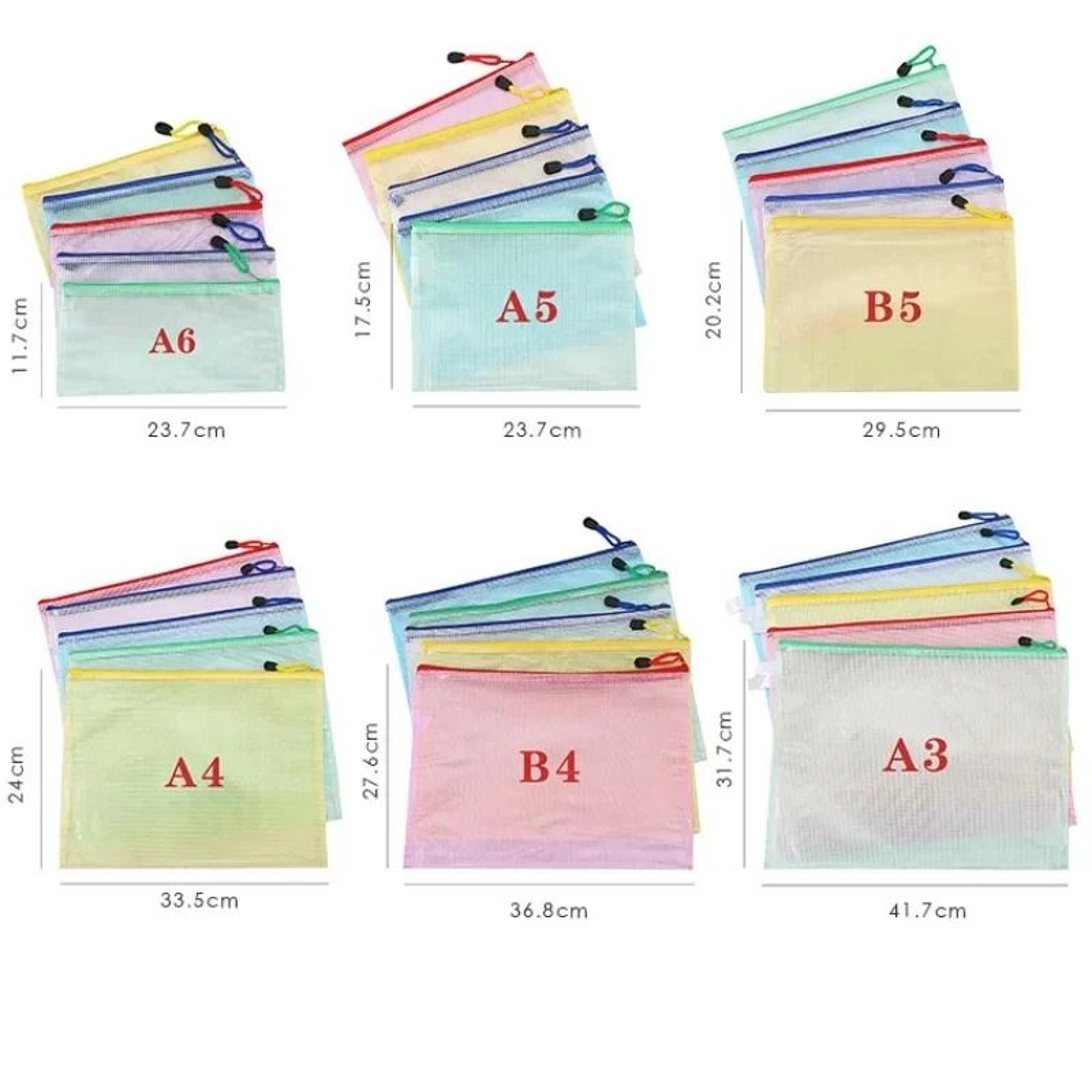 5 Piece Mesh Zipper File Folder Set A4 A5 A6 Waterproof Document Organizer Pouches 1