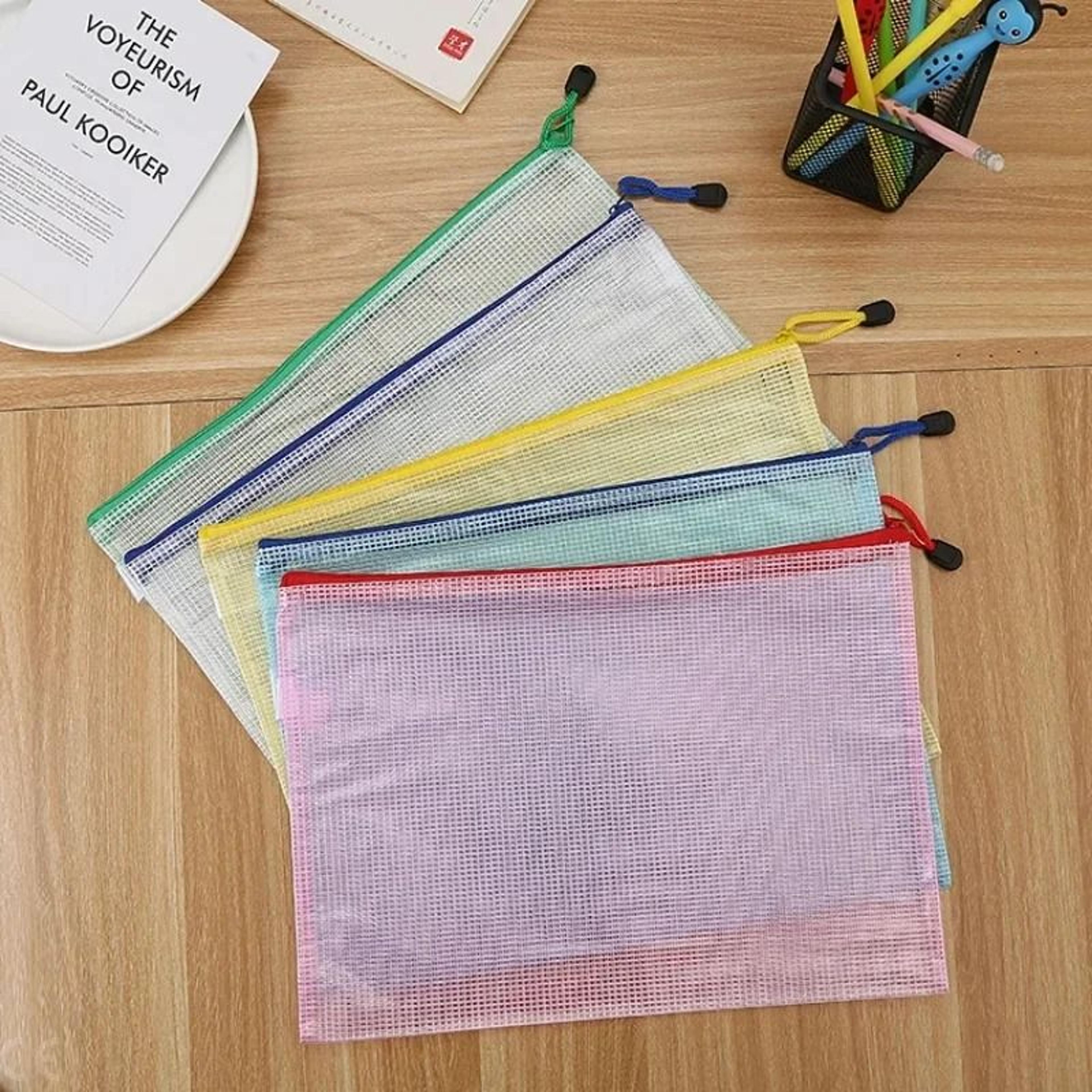 5 Piece Mesh Zipper File Folder Set A4 A5 A6 Waterproof Document Organizer Pouches 2