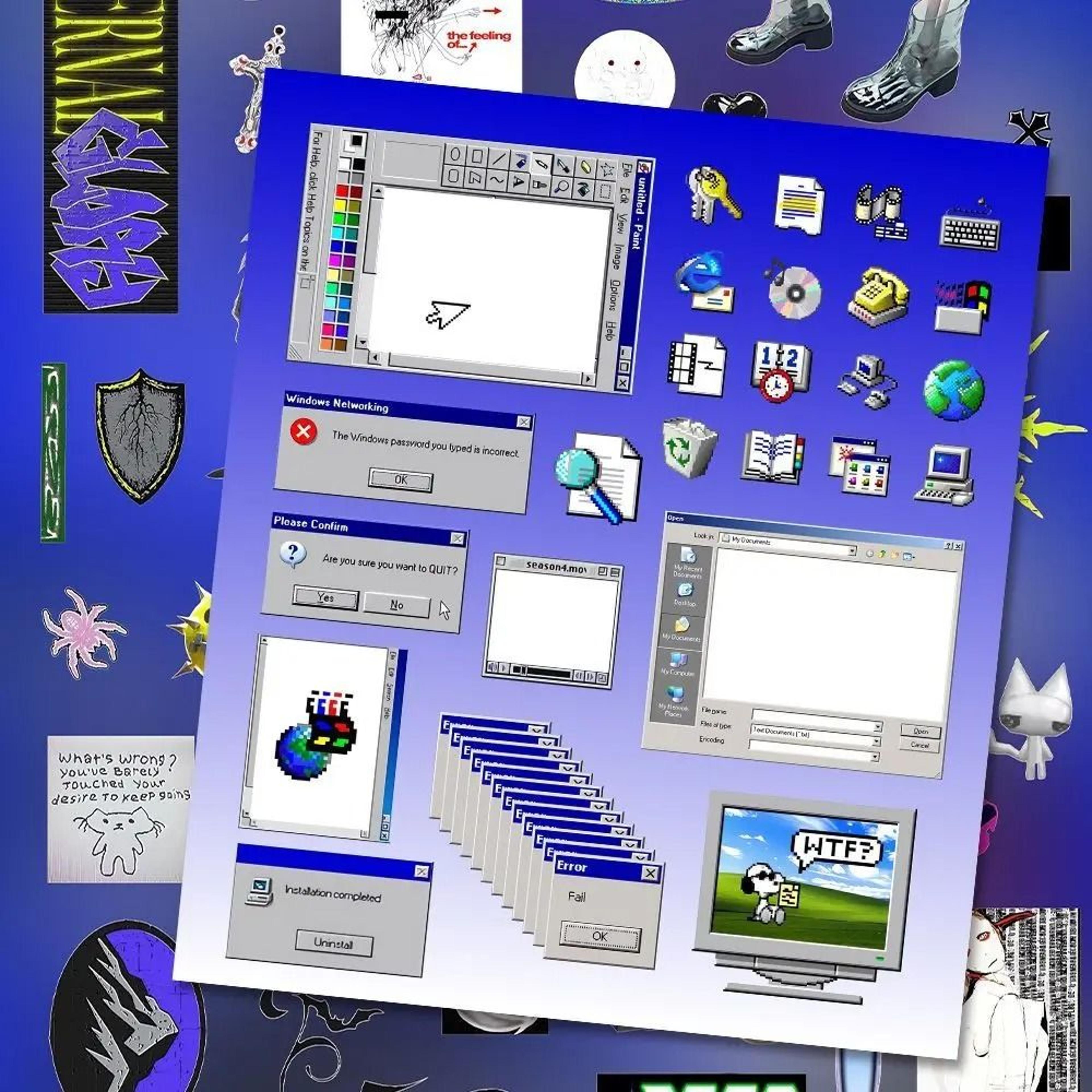 6 Sheet Y2K Dreamcore Weirdcore Die Cut Sticker Pack 1