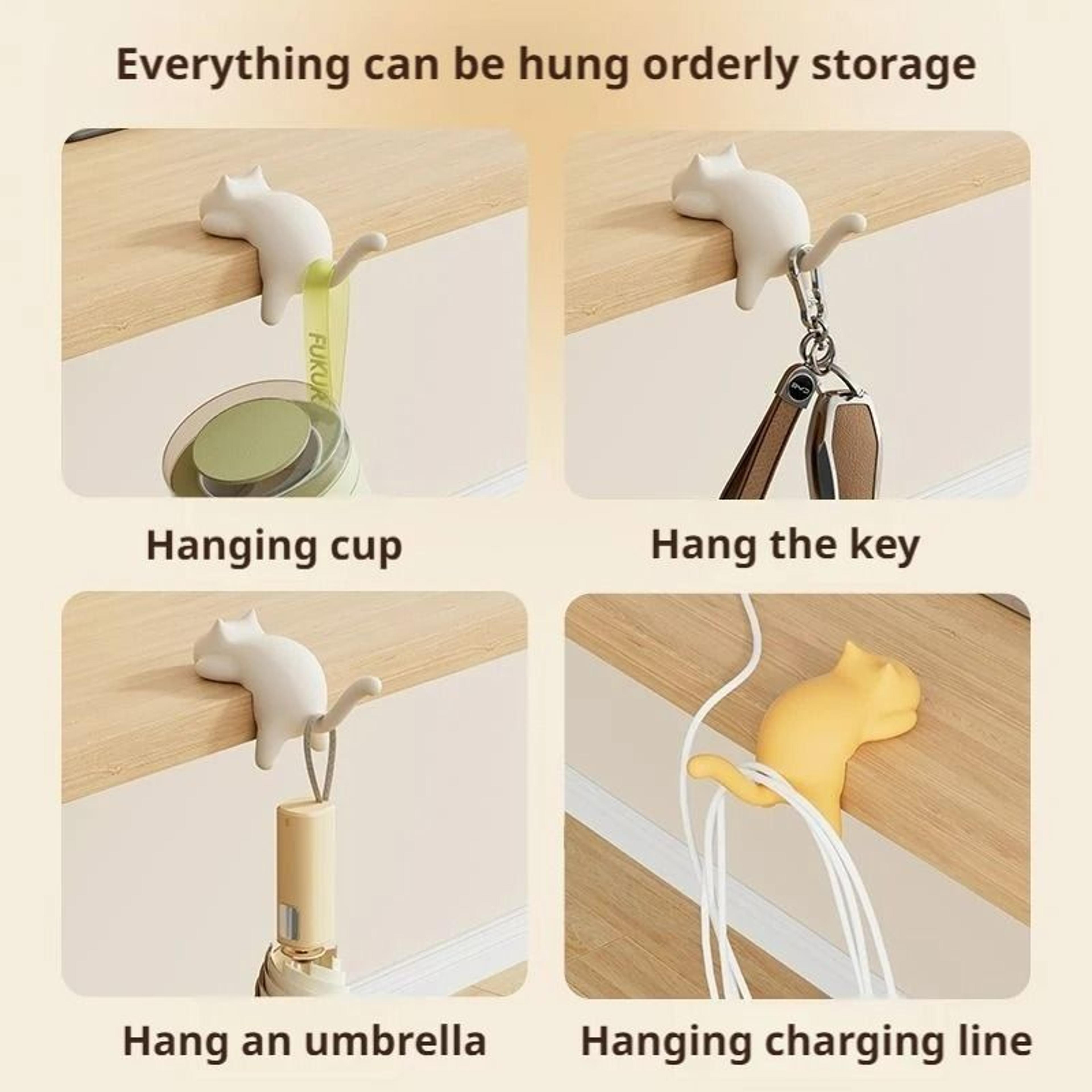 Cute Cat Desk Edge Hook Organizer For Keys Bags And Headphones 4