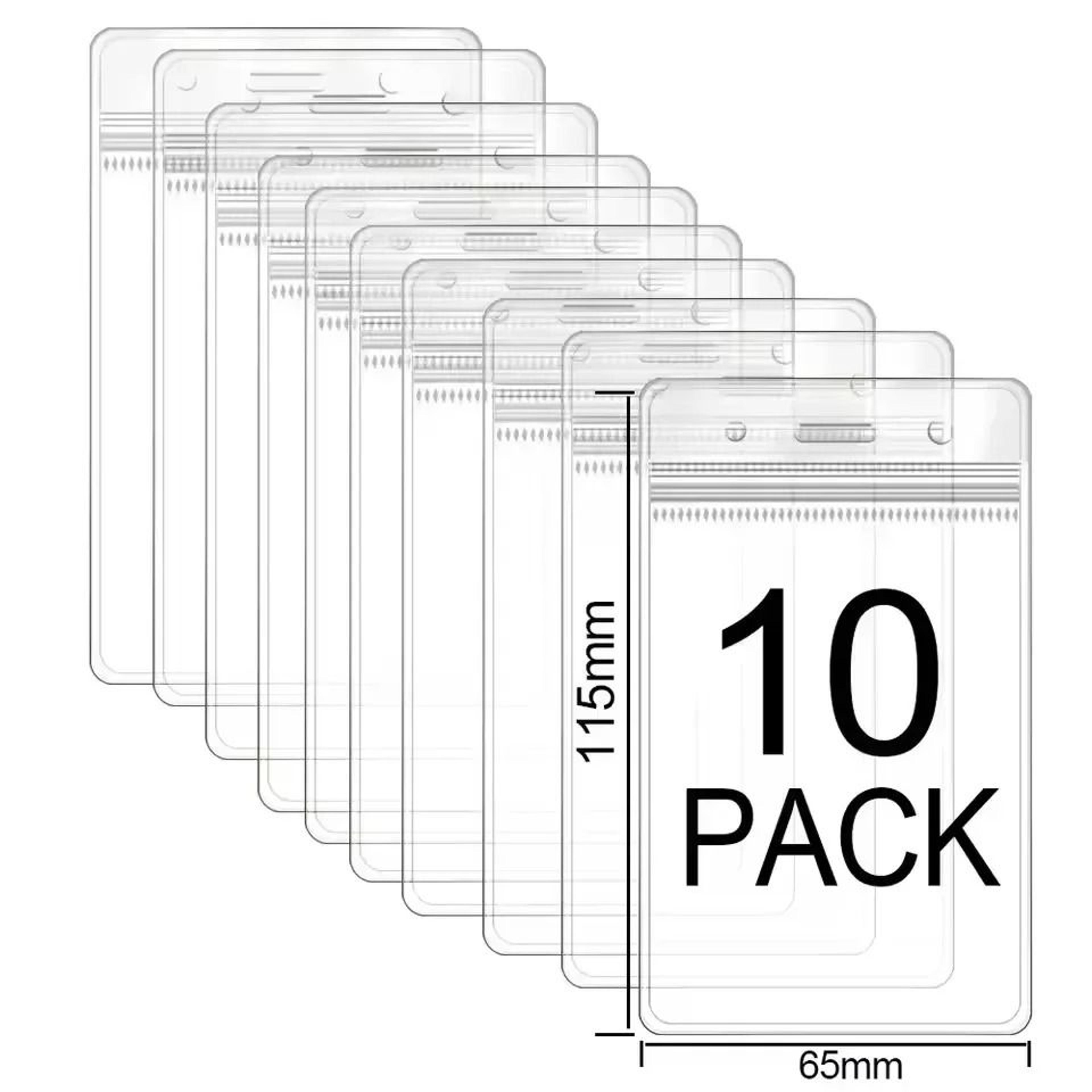Waterproof Vertical ID Badge Holder With Resealable Zip Clear Name Tag Protectors 10 20 Or 50 Pack 6