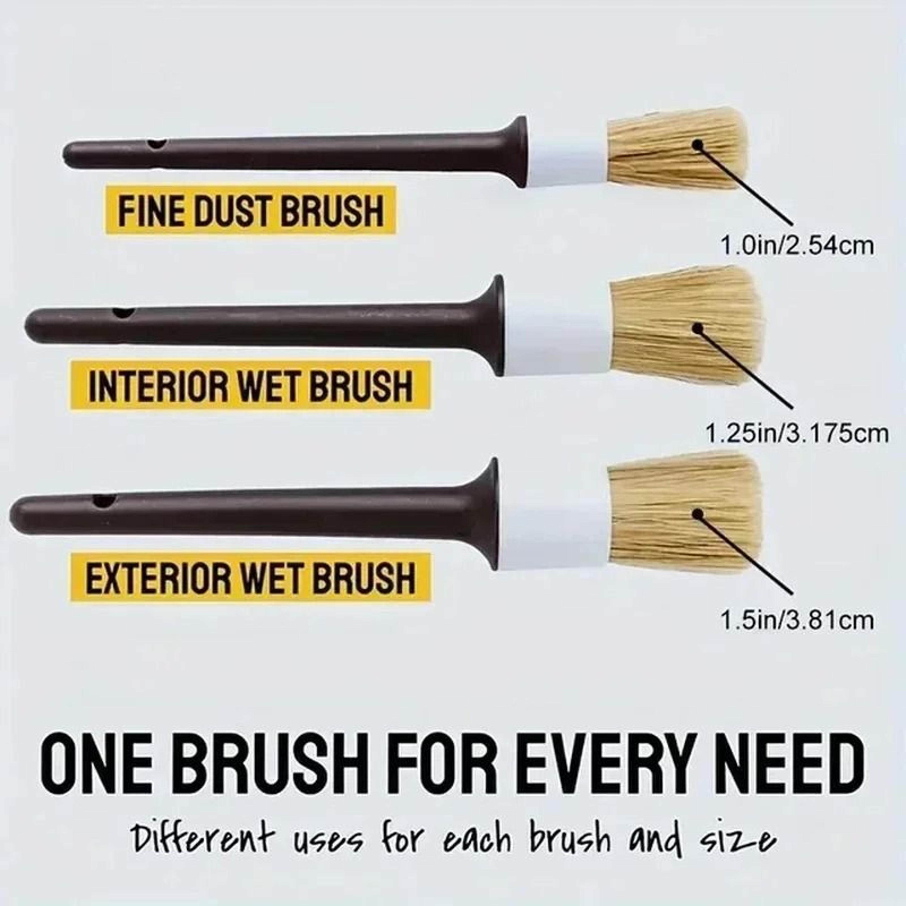 3 Piece Car Detailing Brush Set Soft Bristle Cleaning Brushes For Interior Exterior And Dashboard 3