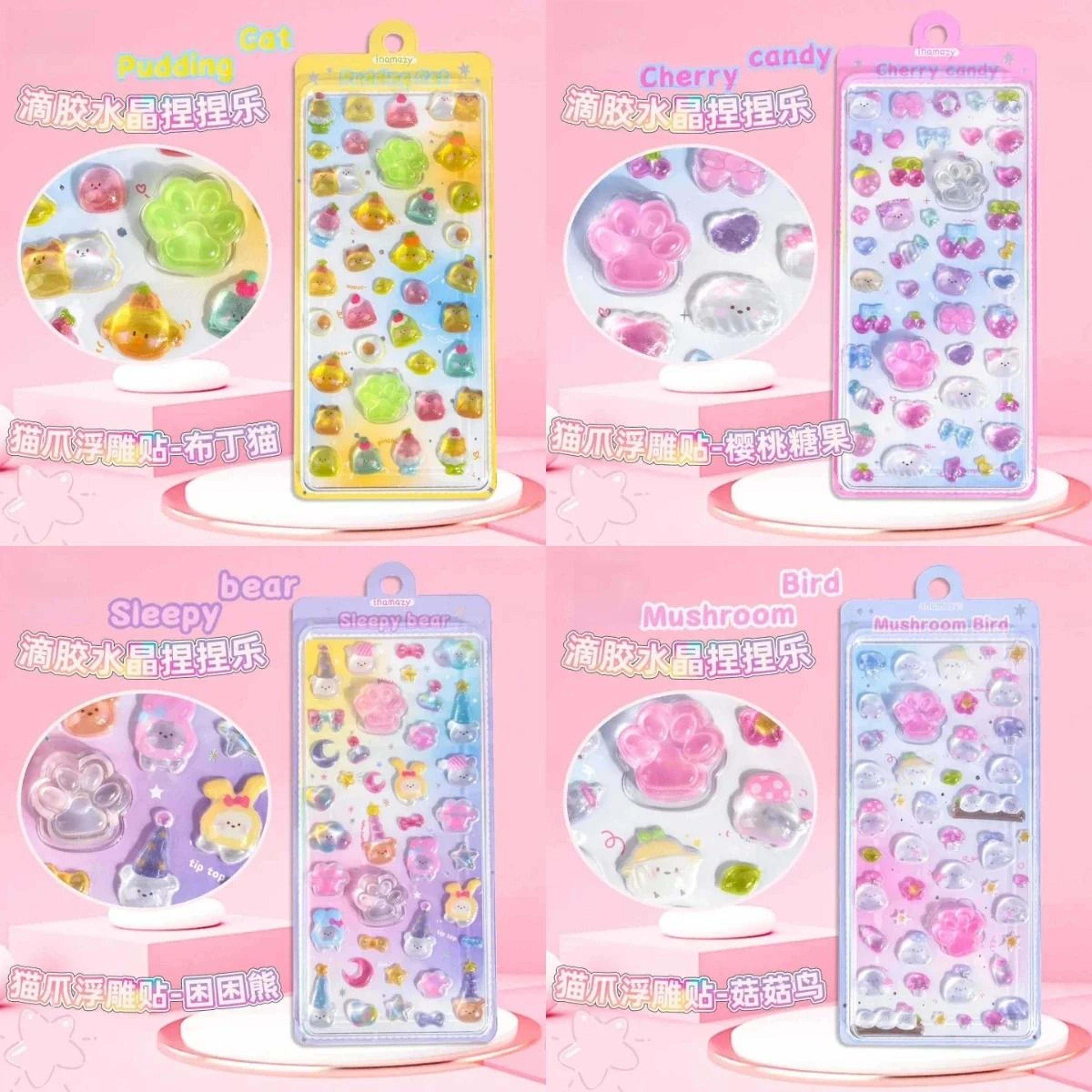Kawaii 3D Crystal Cat Paw Squishy Sticker For Phone Cases Water Bottles Journals And DIY Crafts 6