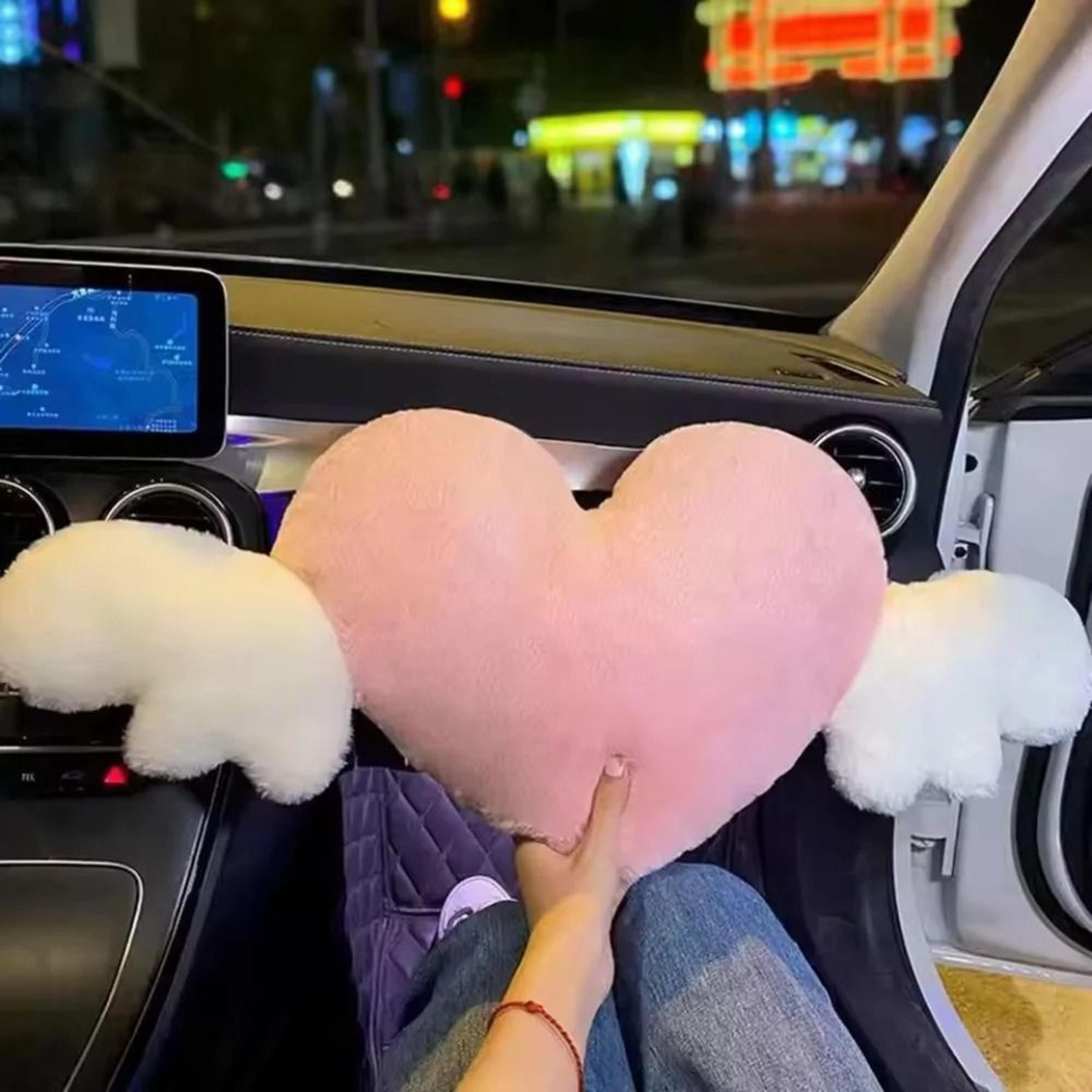 Cute Duck Heart Car Neck Pillow Plush Headrest Cushion For Travel  Interior Decor 3