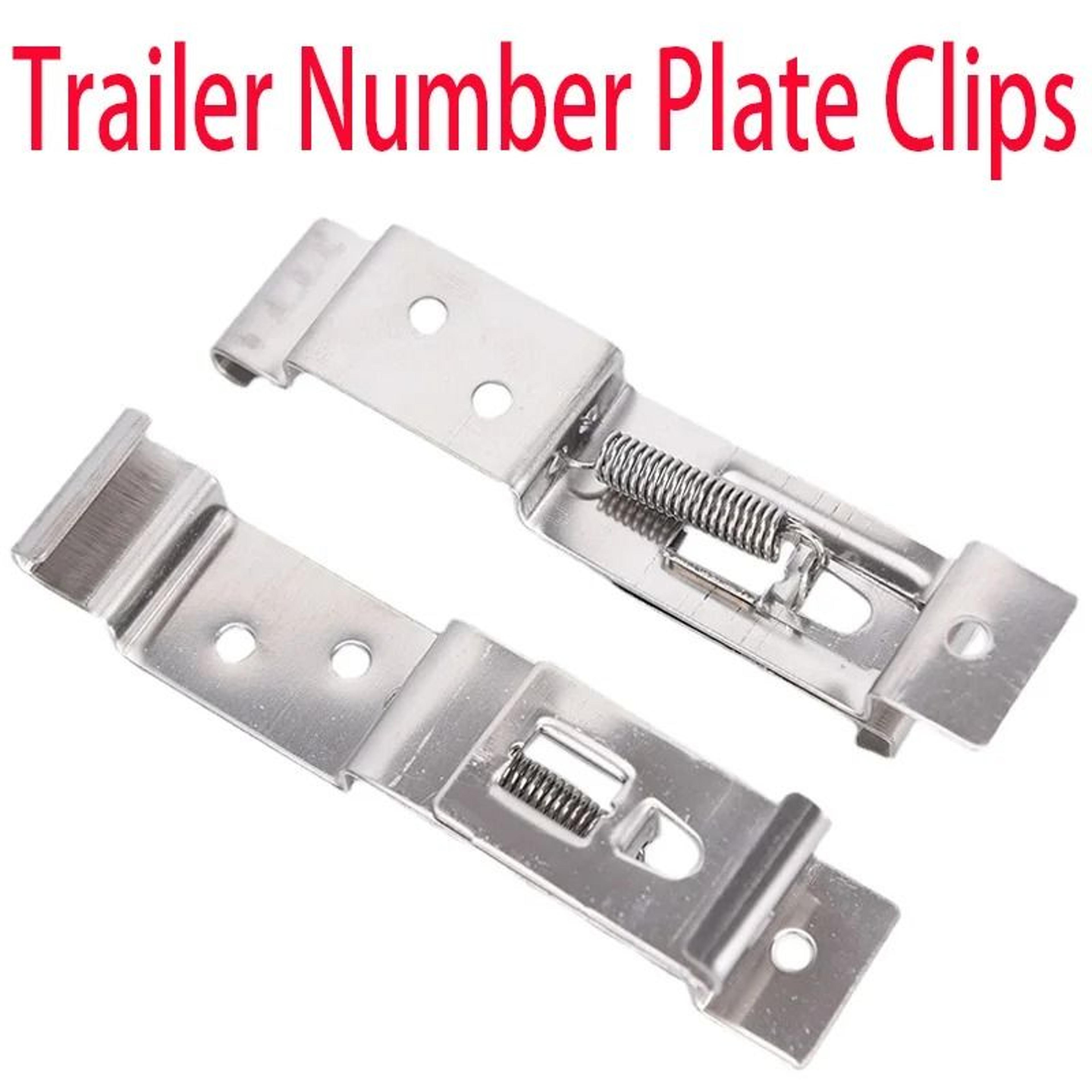 2 Piece Stainless Steel License Plate Mounting Clips Spring Loaded Bracket Set 2