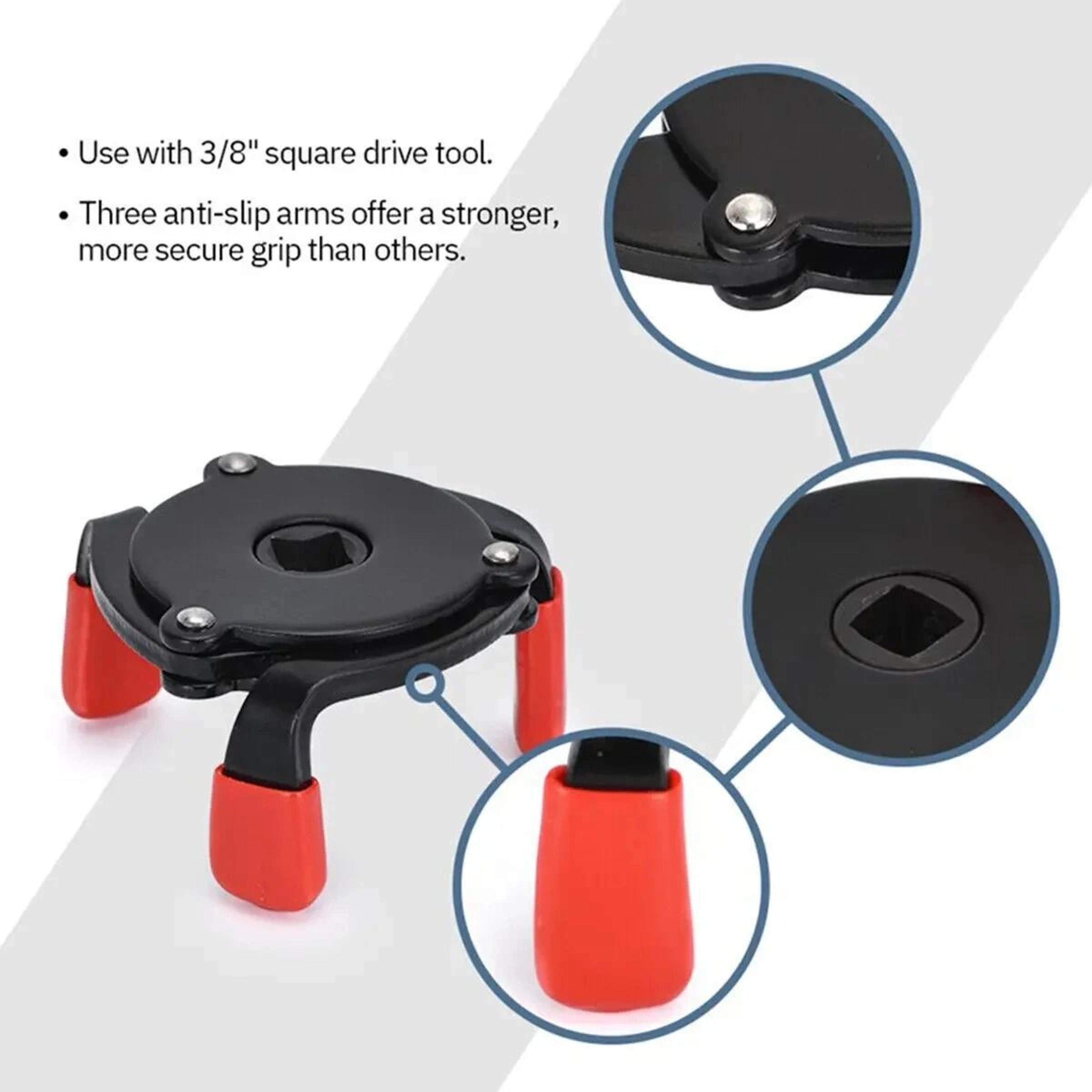 Universal 3 Jaw Oil Filter Wrench Adjustable Oil Filter Removal Tool 4