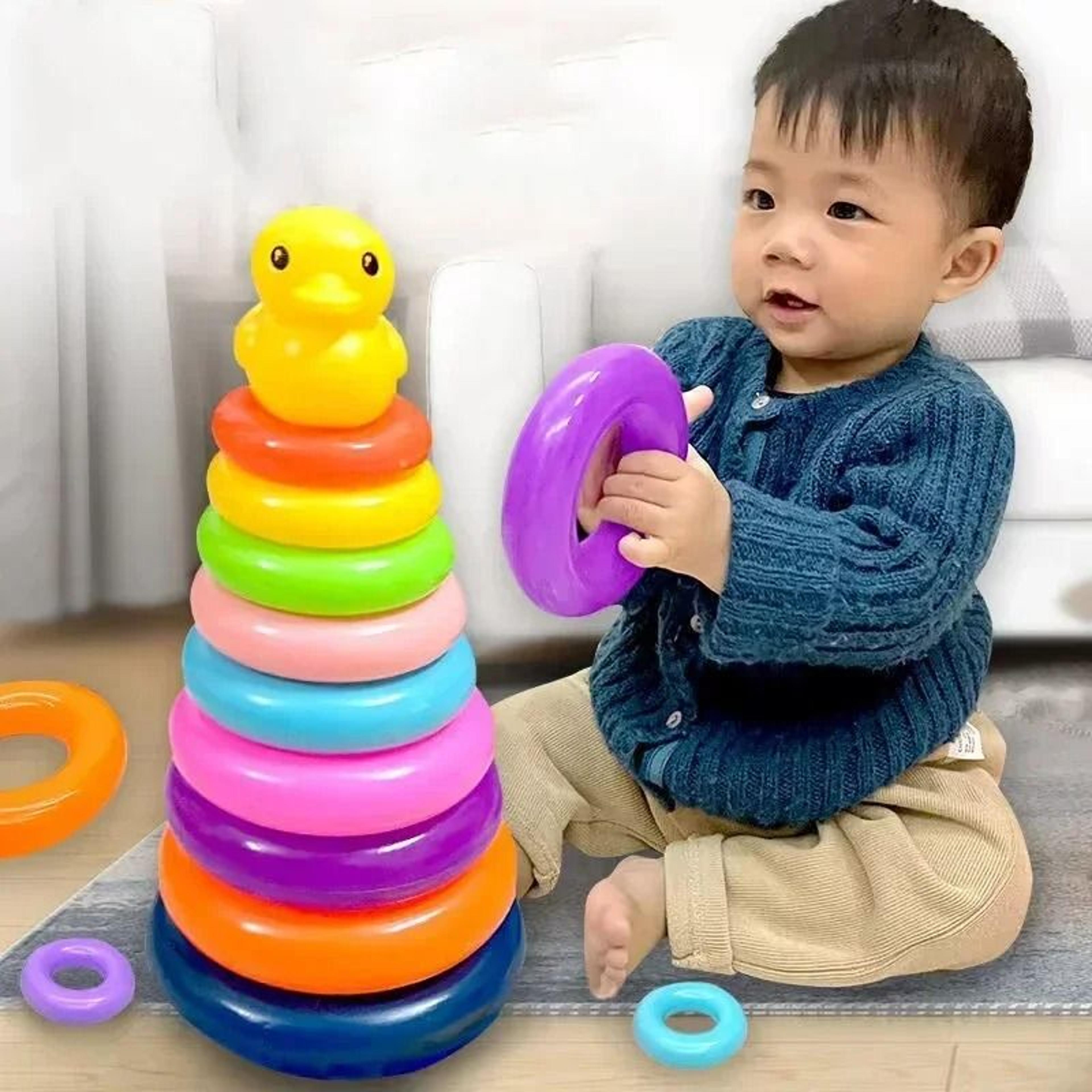 Montessori Rainbow Animal Stacking Ring Tower Educational Toy For Toddlers 1
