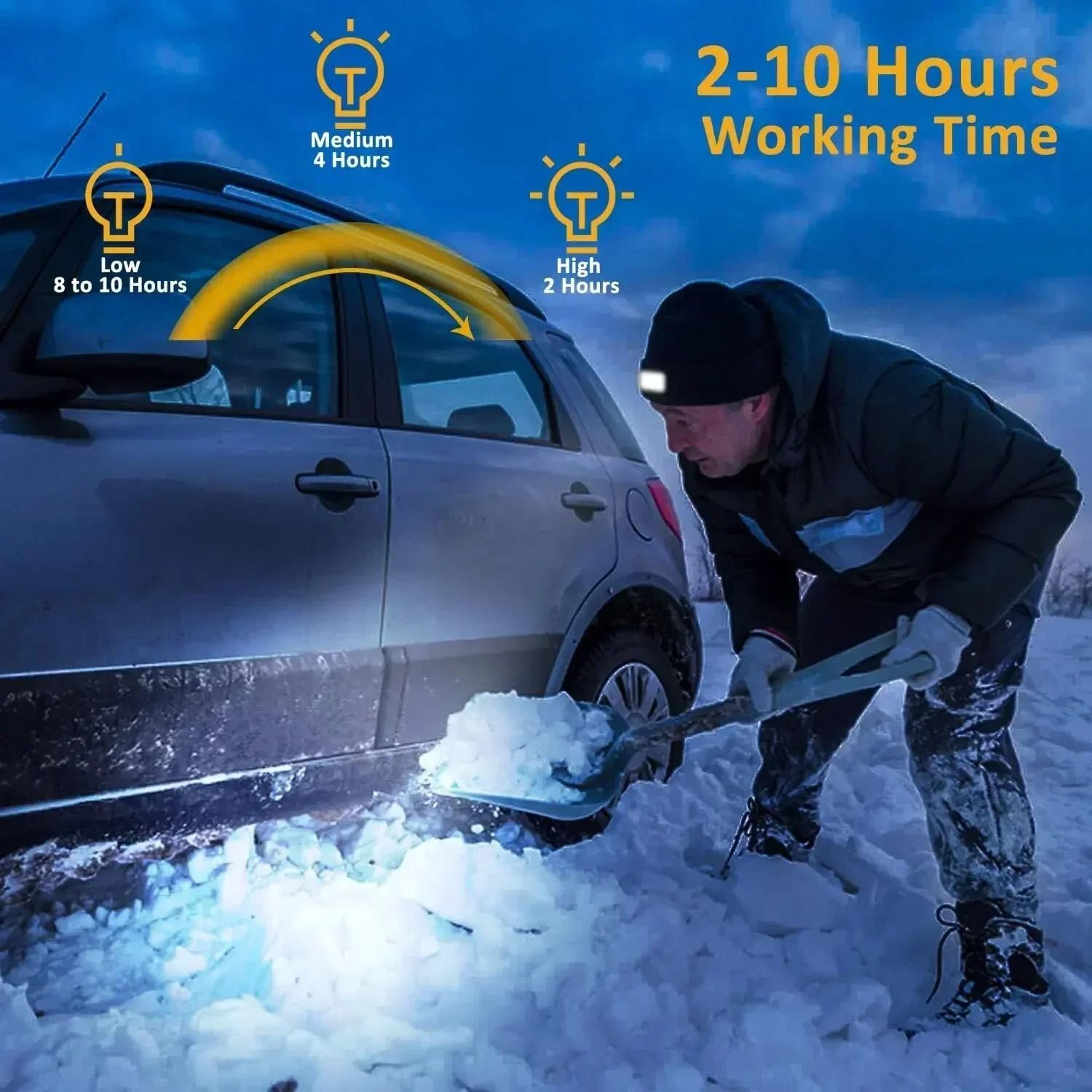 USB Rechargeable LED Beanie Hat Winter Knit Cap With Removable Headlight 3