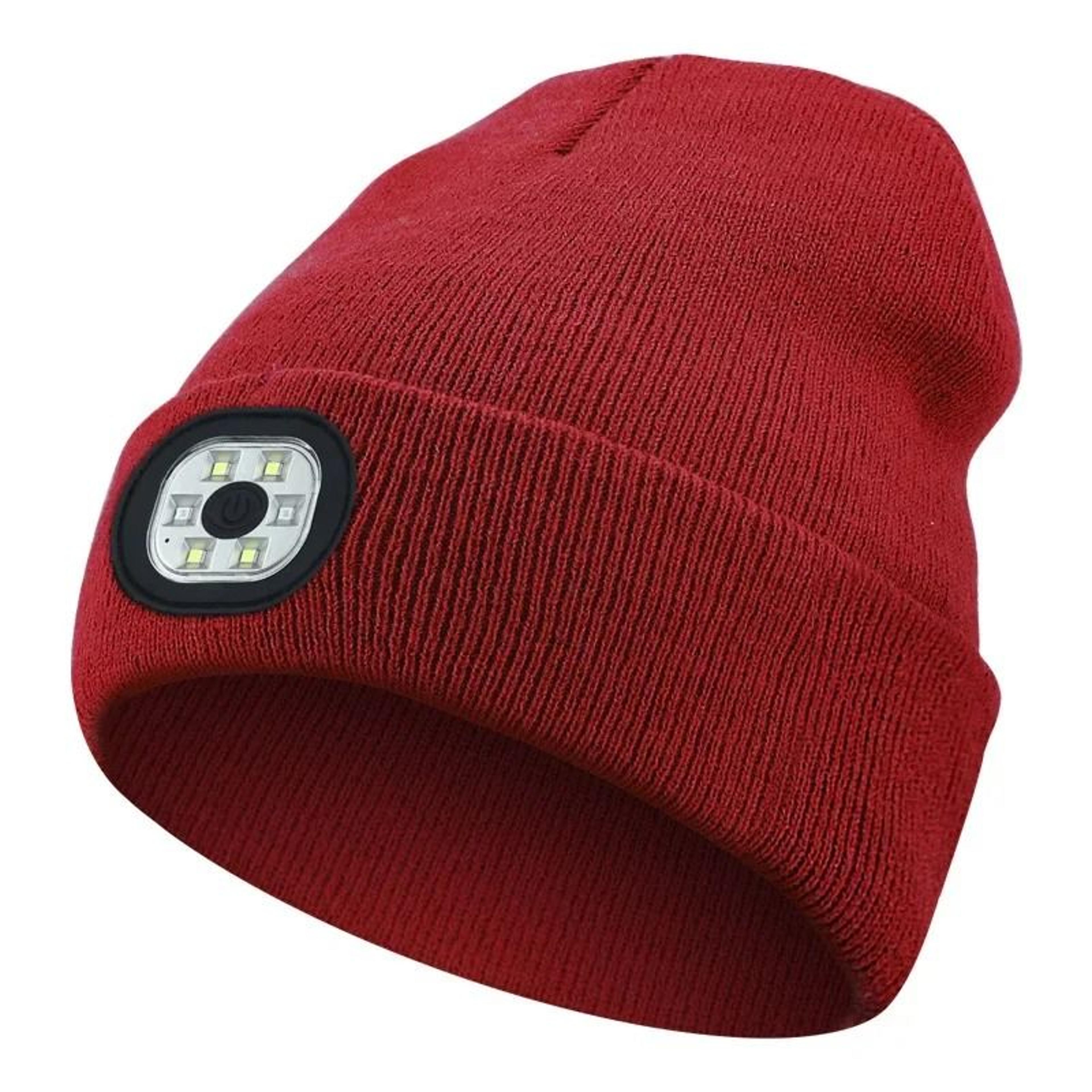 USB Rechargeable LED Beanie Hat Winter Knit Cap With Removable Headlight 12