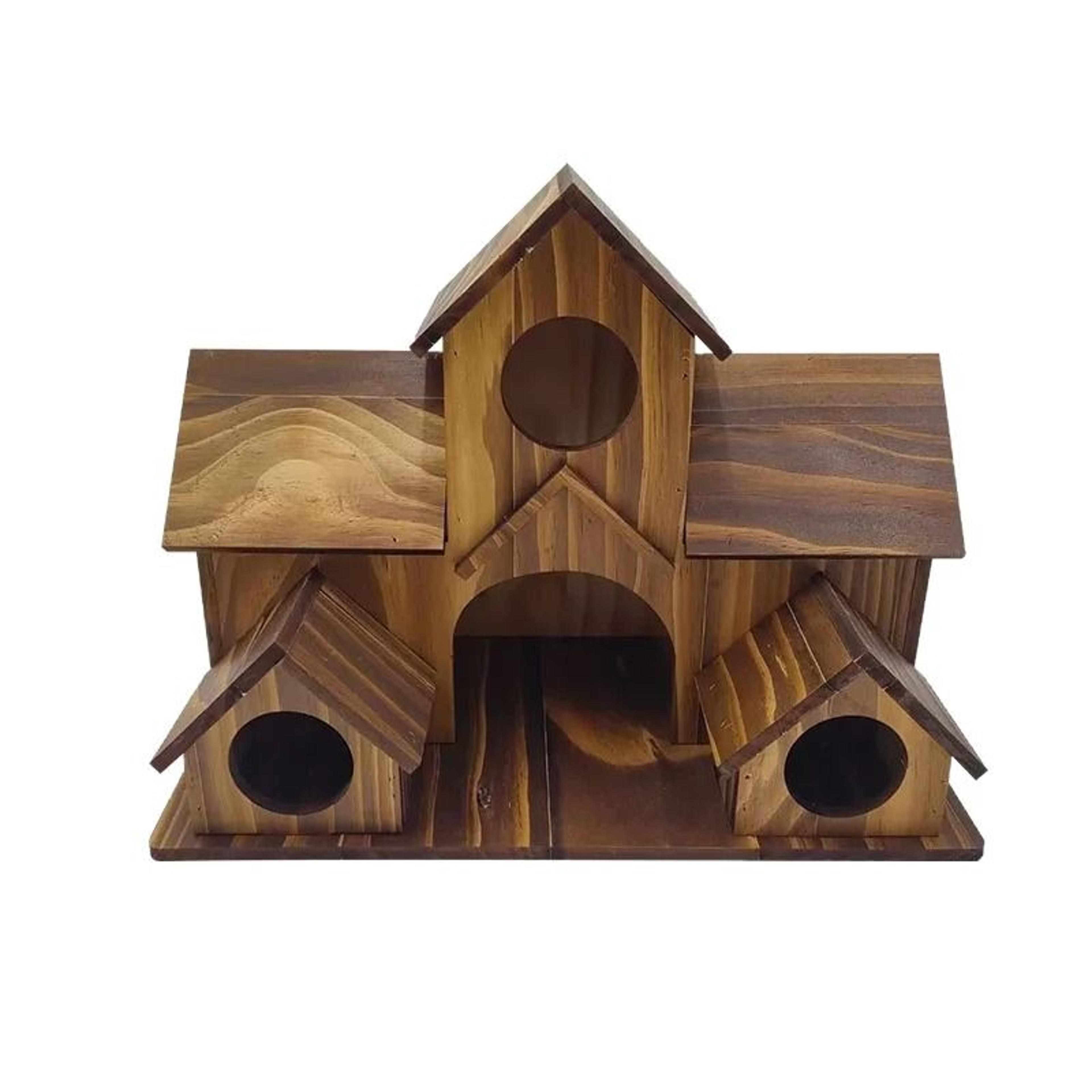 Handmade Rustic Wooden Bird House Hanging Nesting Shelter For Outdoor Garden Decor 5