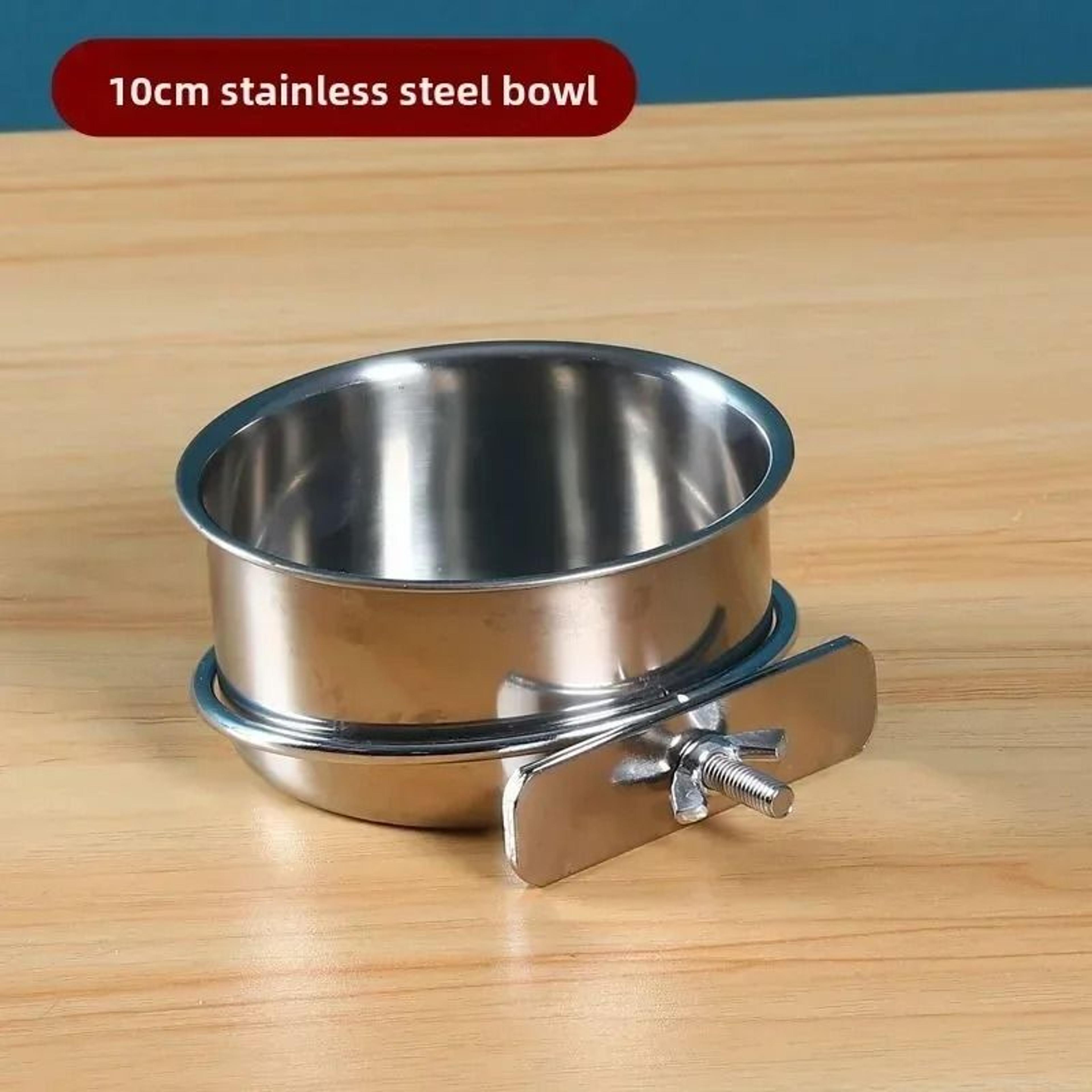 Clip On Stainless Steel Pet Food  Water Bowl For Rabbit Bird Hamster  Small Animals 6