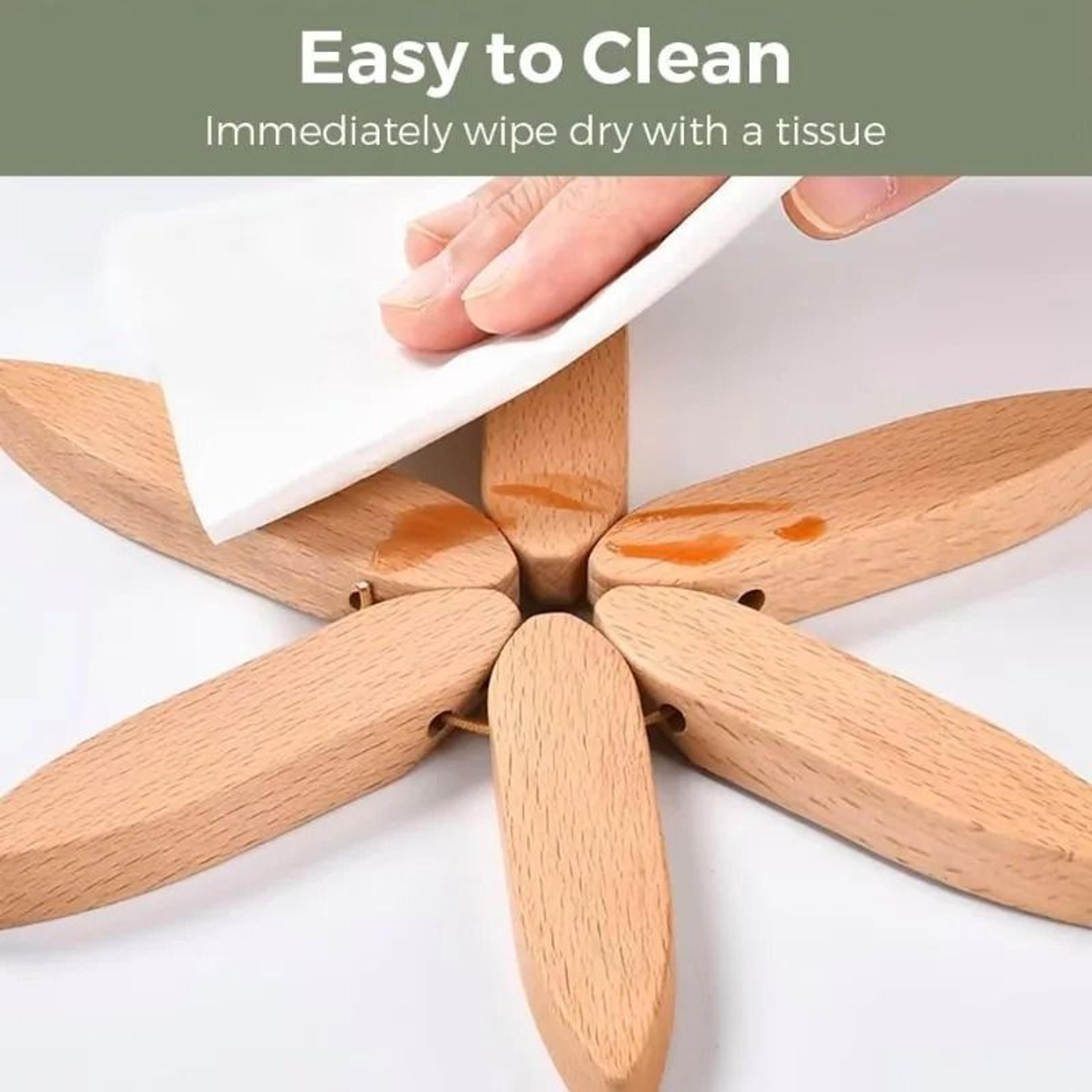 Natural Bamboo Tree Coaster Set Heat Resistant Trivets With Stand 3