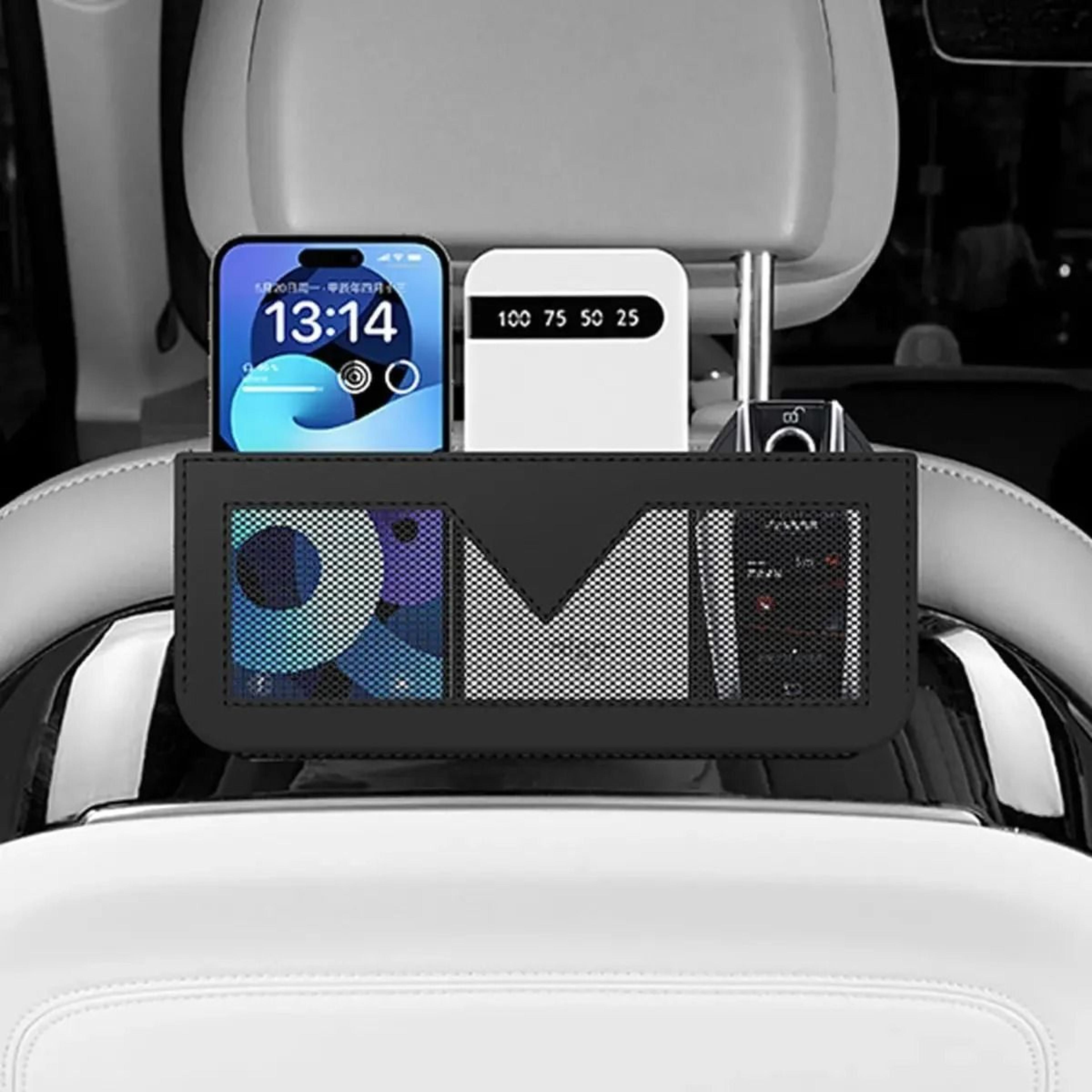 PU Leather Adhesive Car Storage Pocket Phone Holder Organizer 4