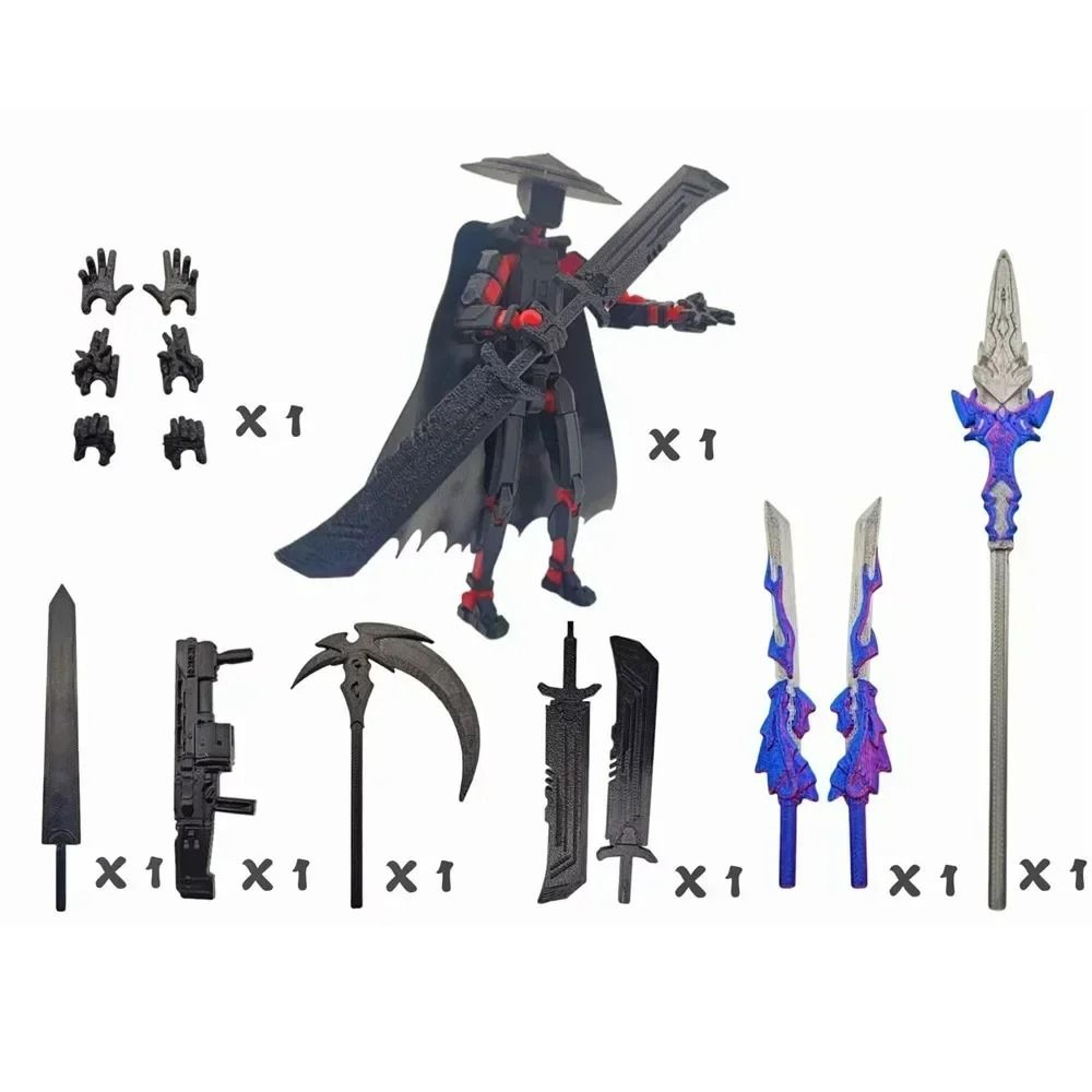 T13 Multi Jointed Swordsman Action Figure Poseable Warrior Collectible 7