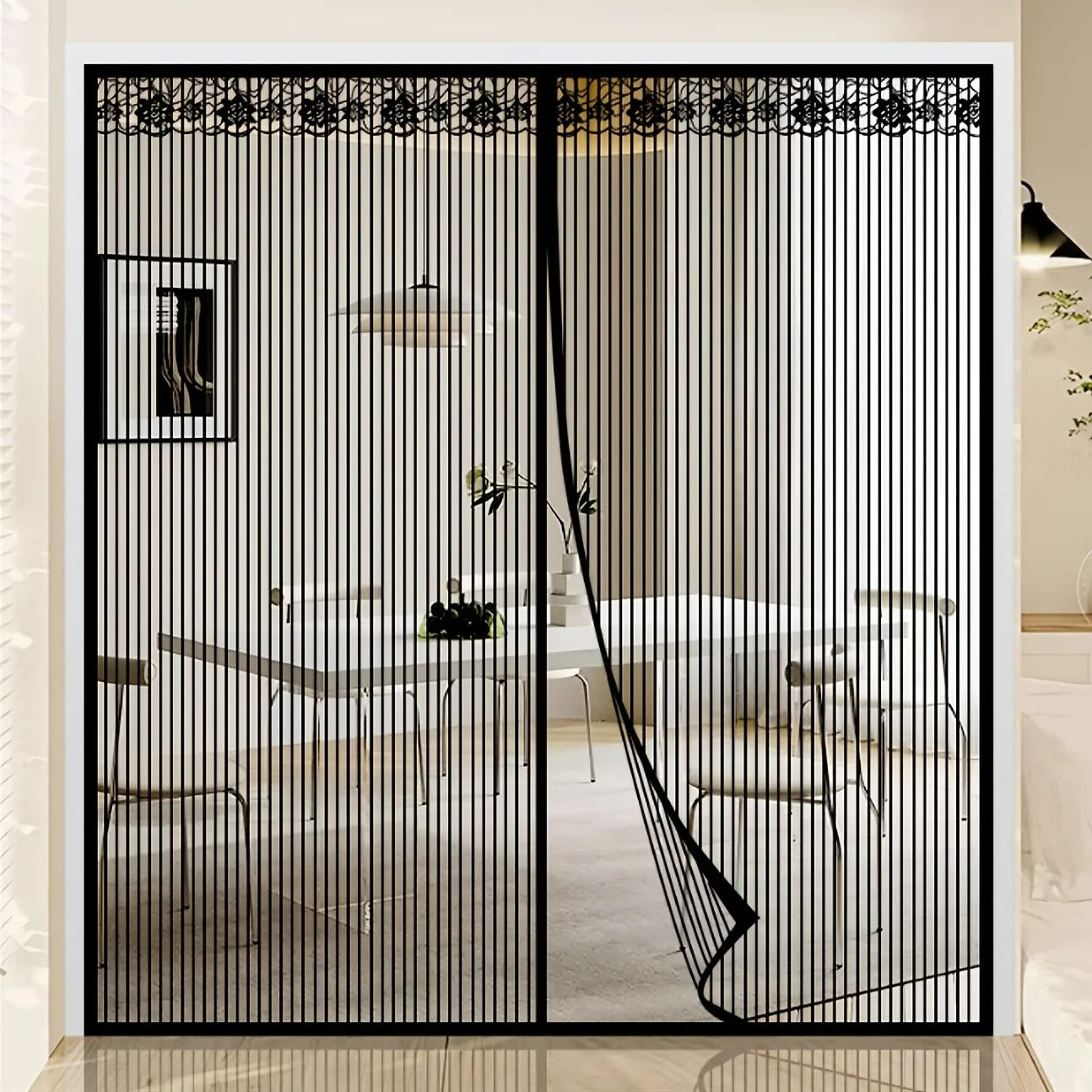 Extra Large Striped Automatic Magnetic Screen Door 1