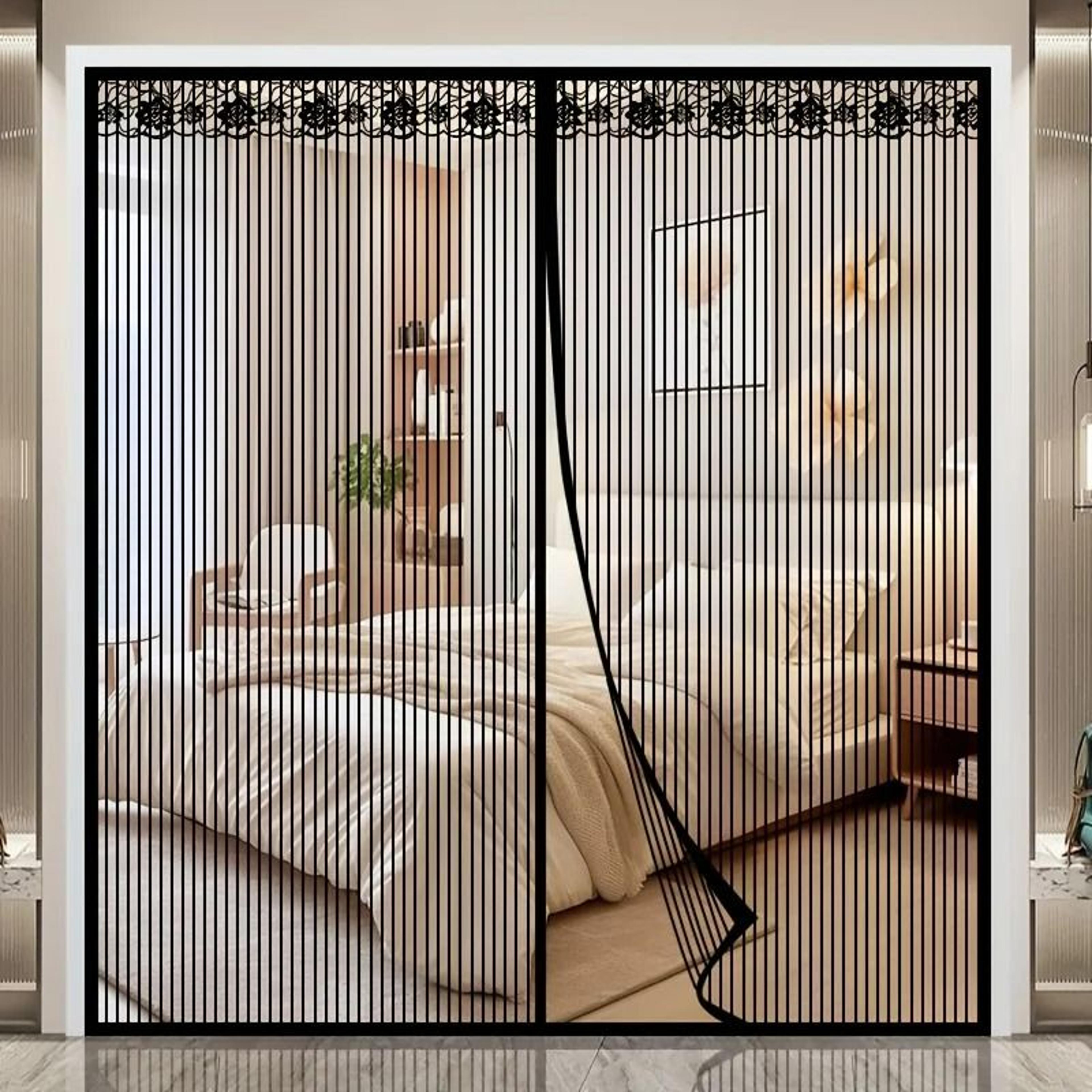 Extra Large Striped Automatic Magnetic Screen Door 3