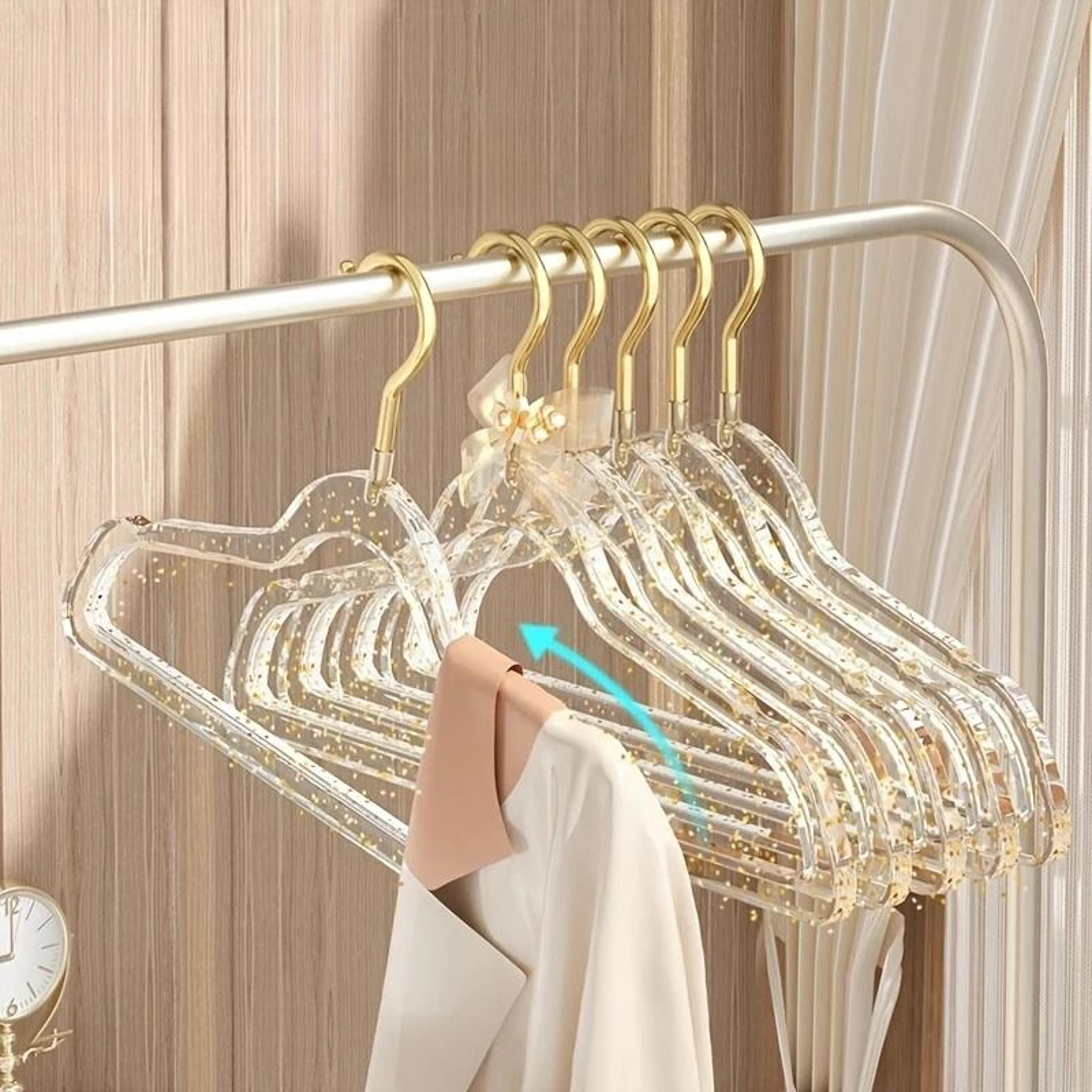 10 piece clear acrylic clothes hangers with gold hooks