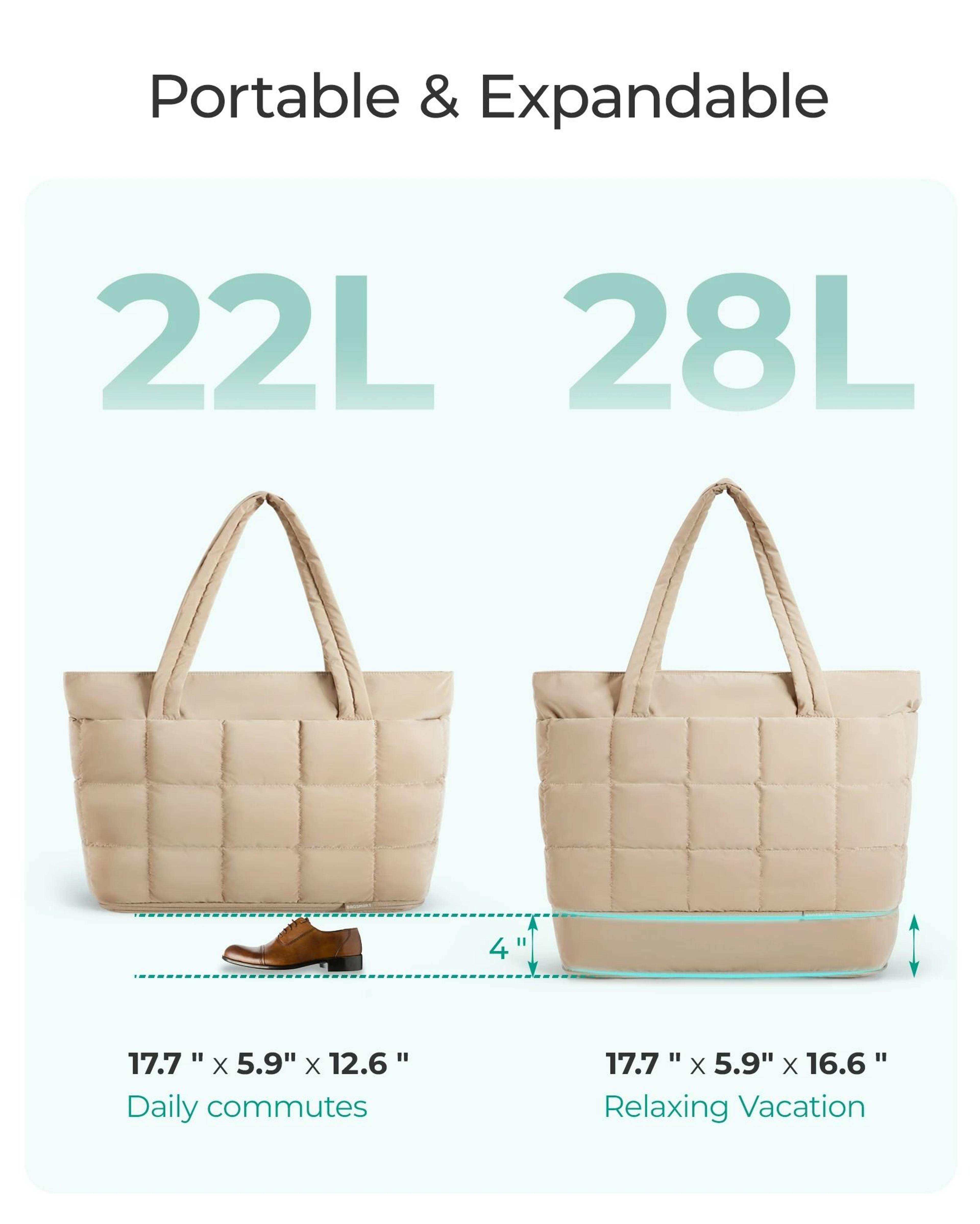 BAGSMART 28L Expandable Puffer Work And Travel Tote 2