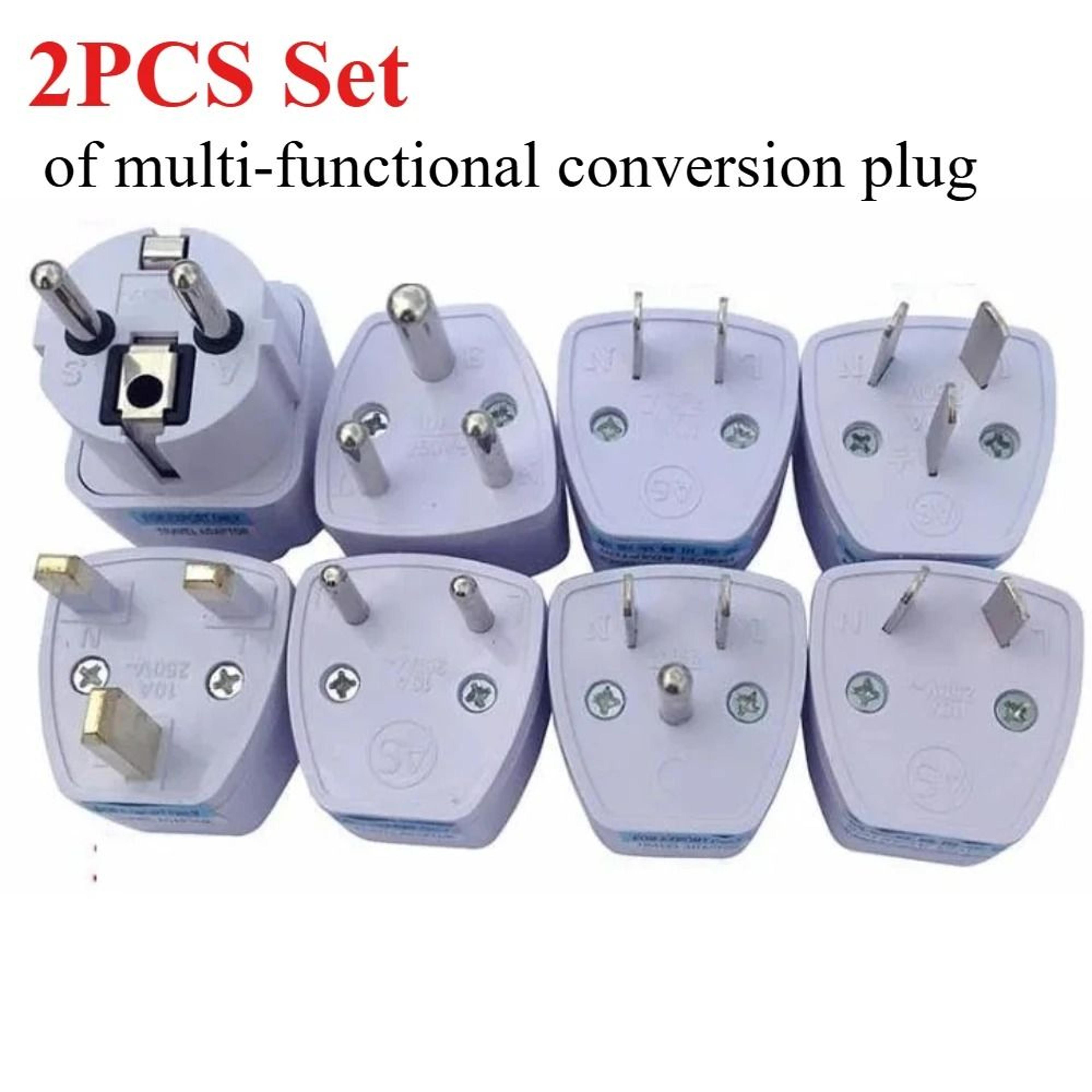 universal eu travel plug adapter 1 or 2 pack