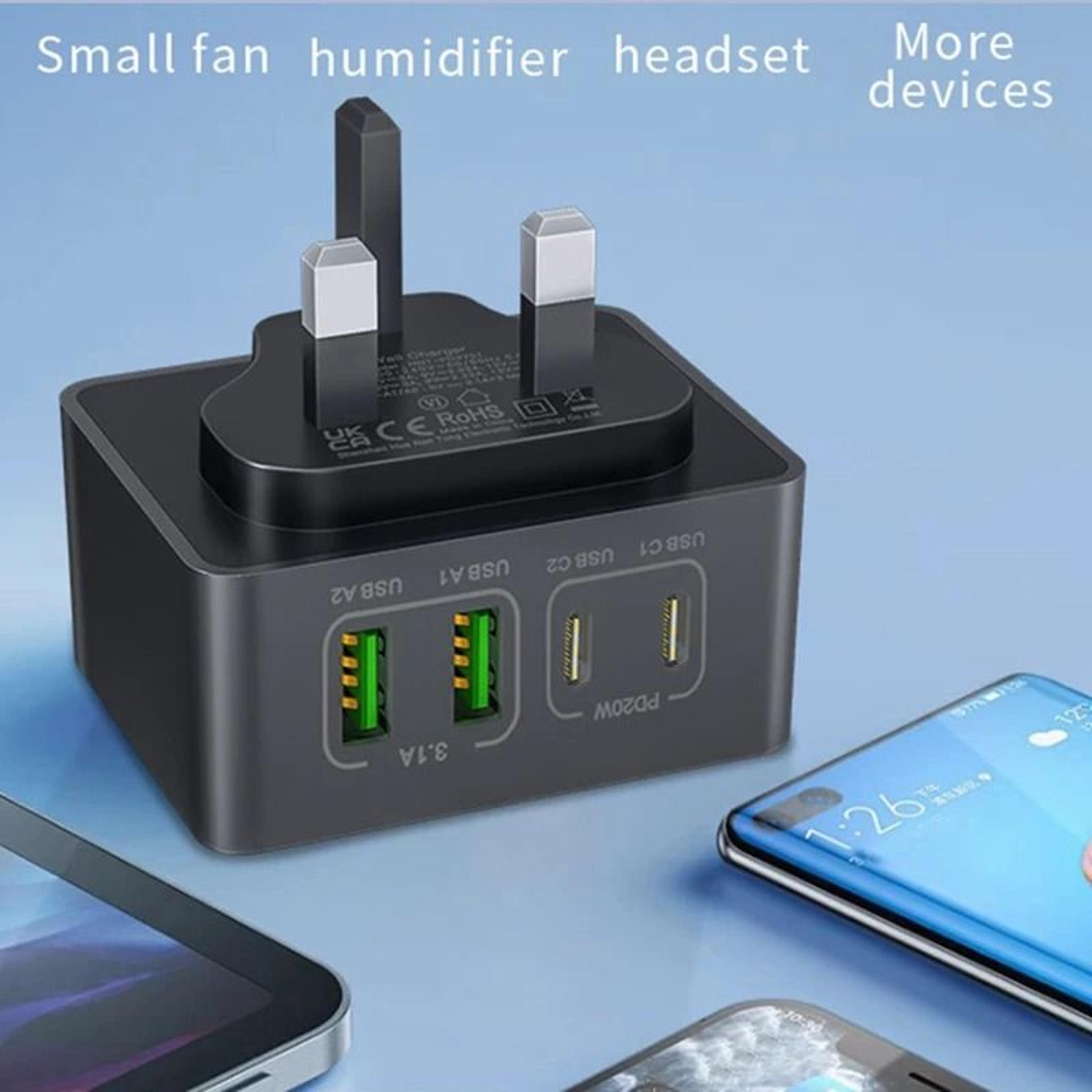 40W Four Port USB C And USB A Wall Charger 3