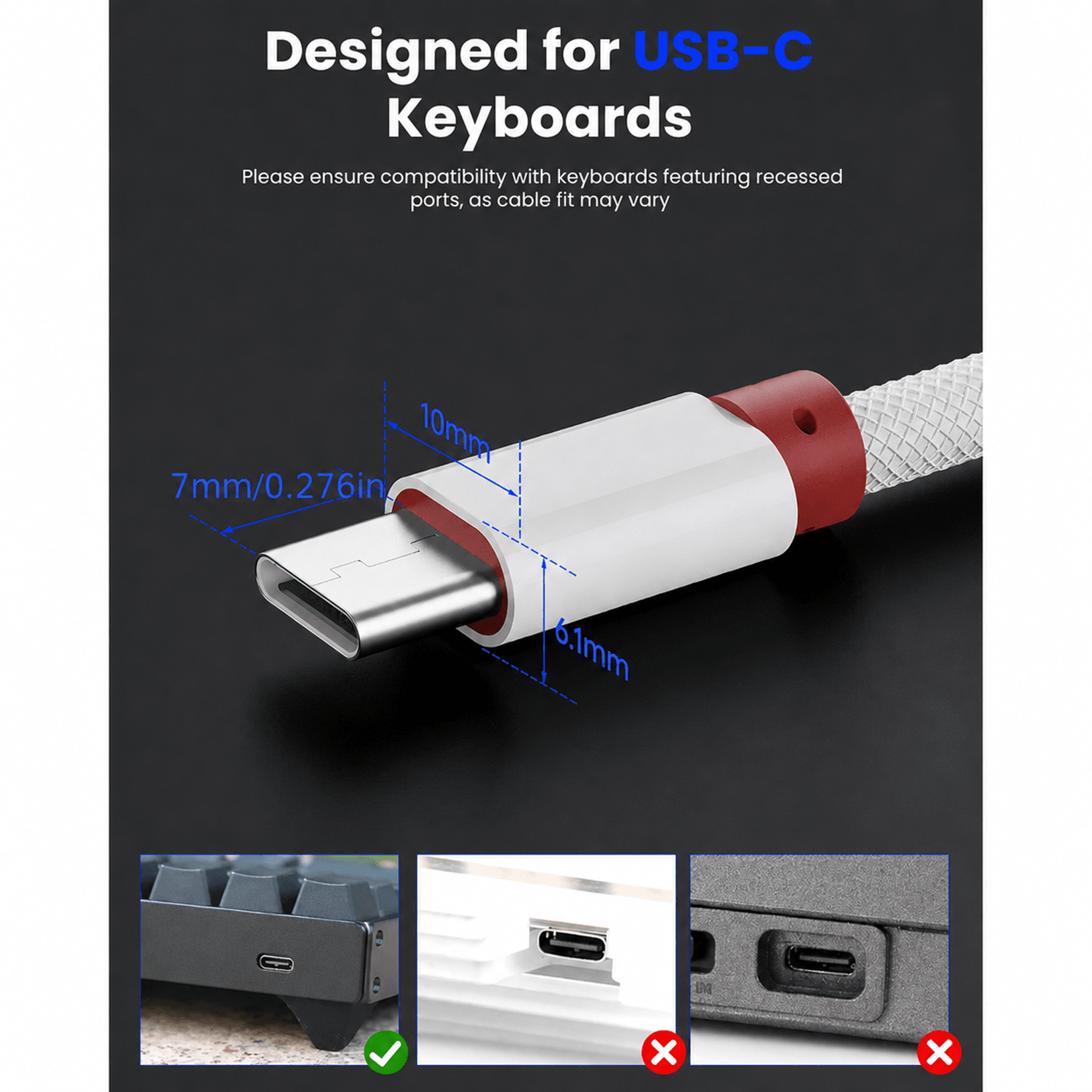 70 inch braided usb c coiled aviator keyboard cable